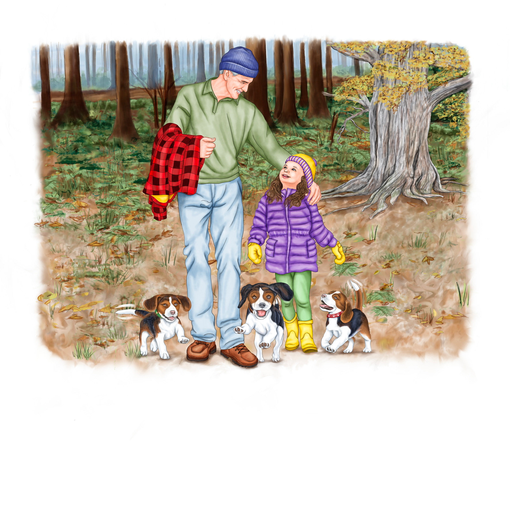 Grandpa, Molly and the dogs