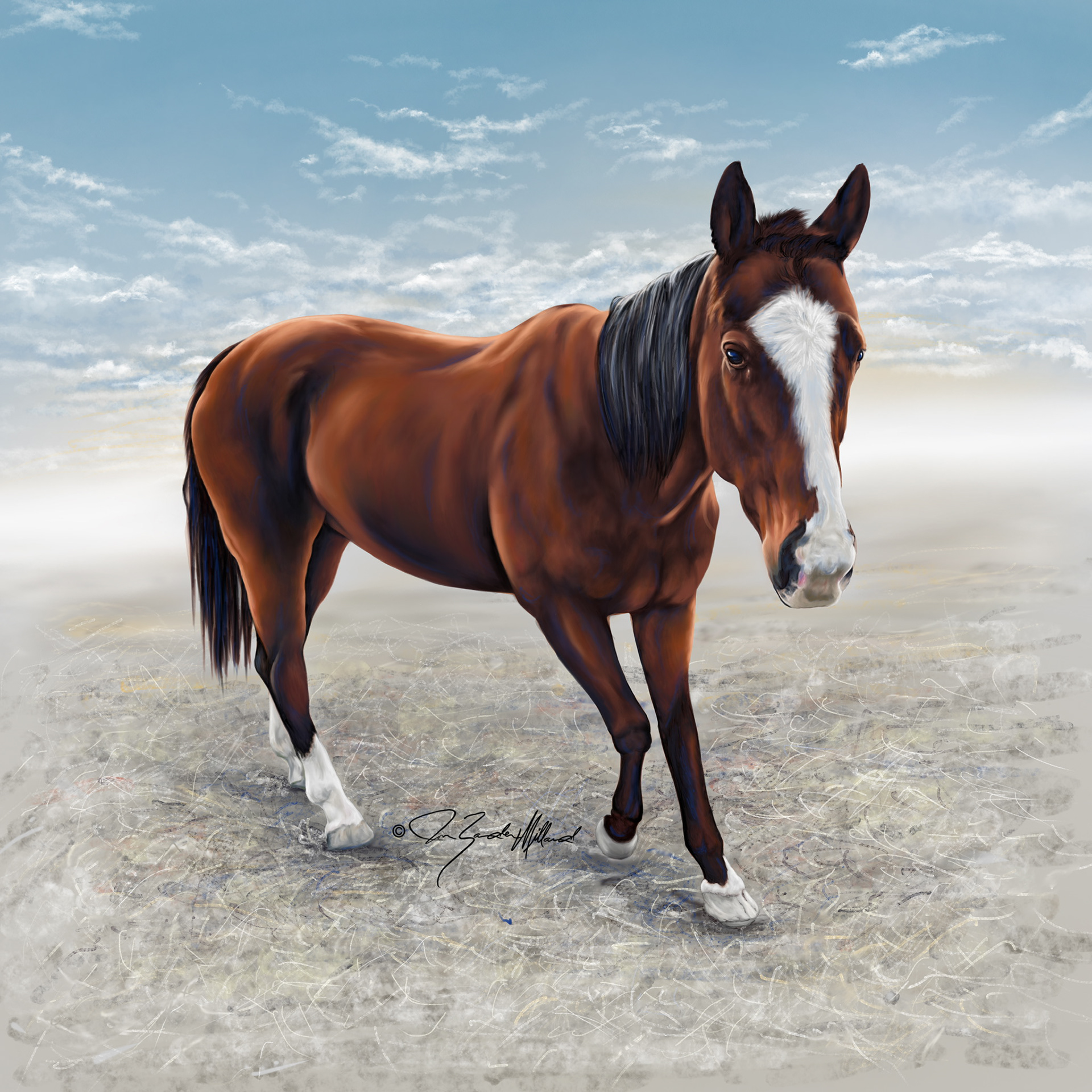 Horse painting by Joan Zander Millard, ZeeeArts