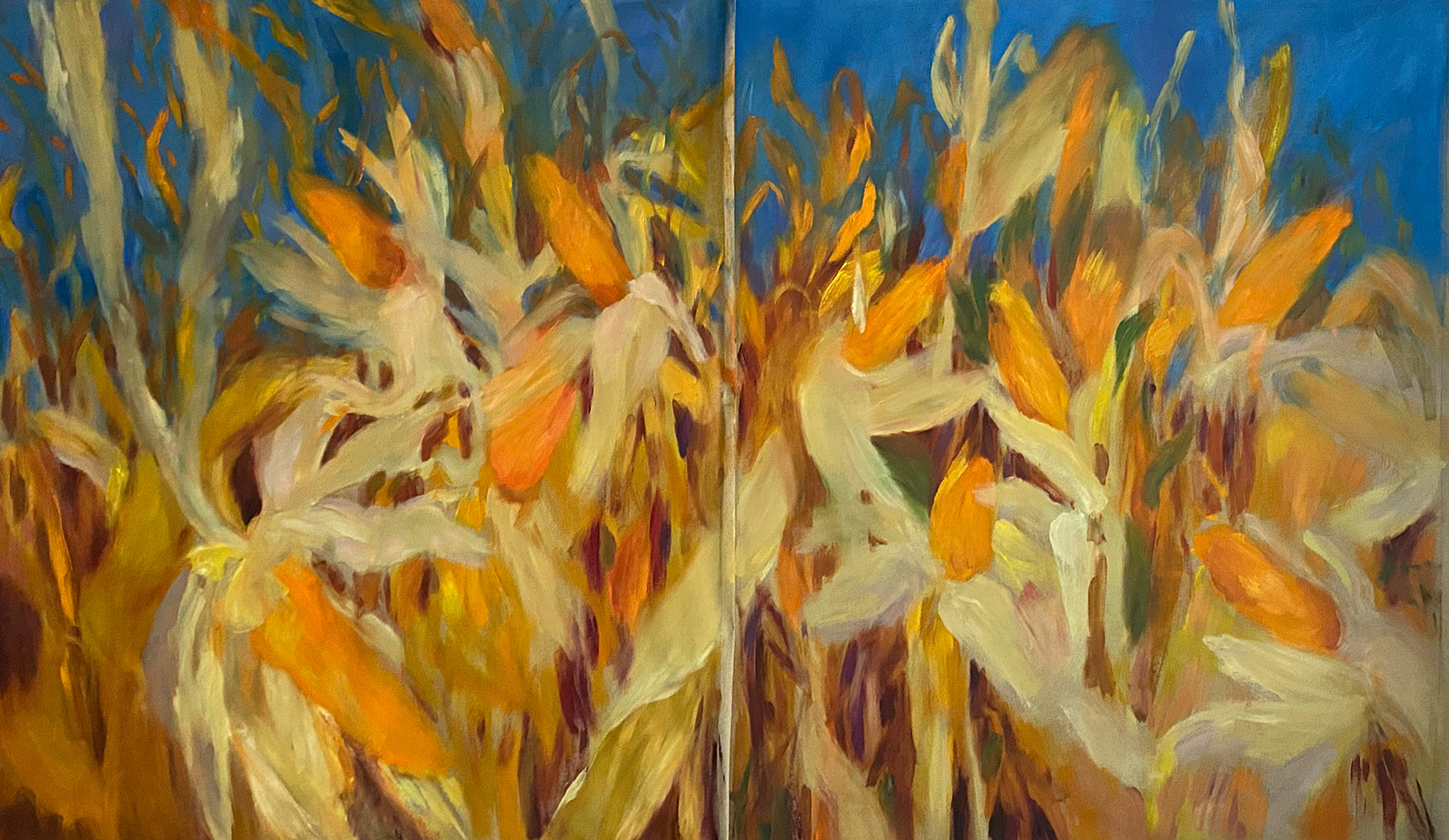 Milharal crioulo, 2023. Oil on canvas. 140 x 220 cm.
