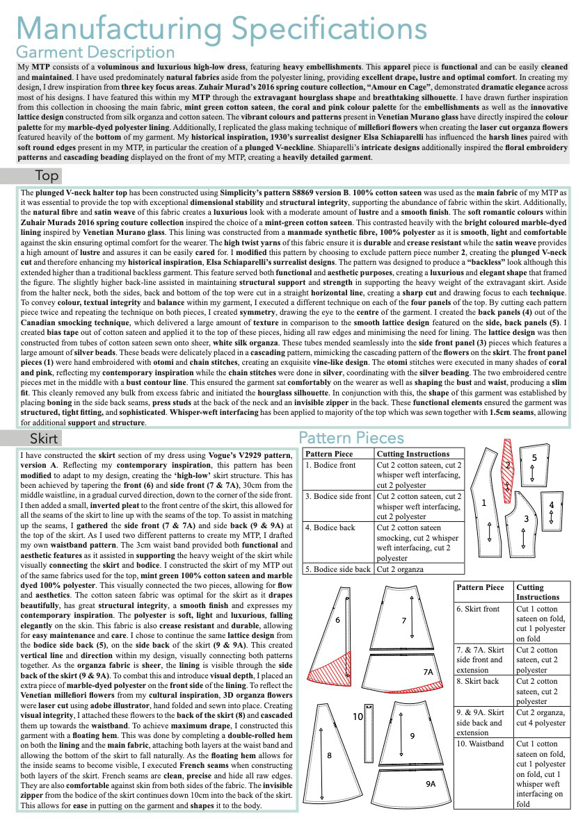 Manufacturing Specifications