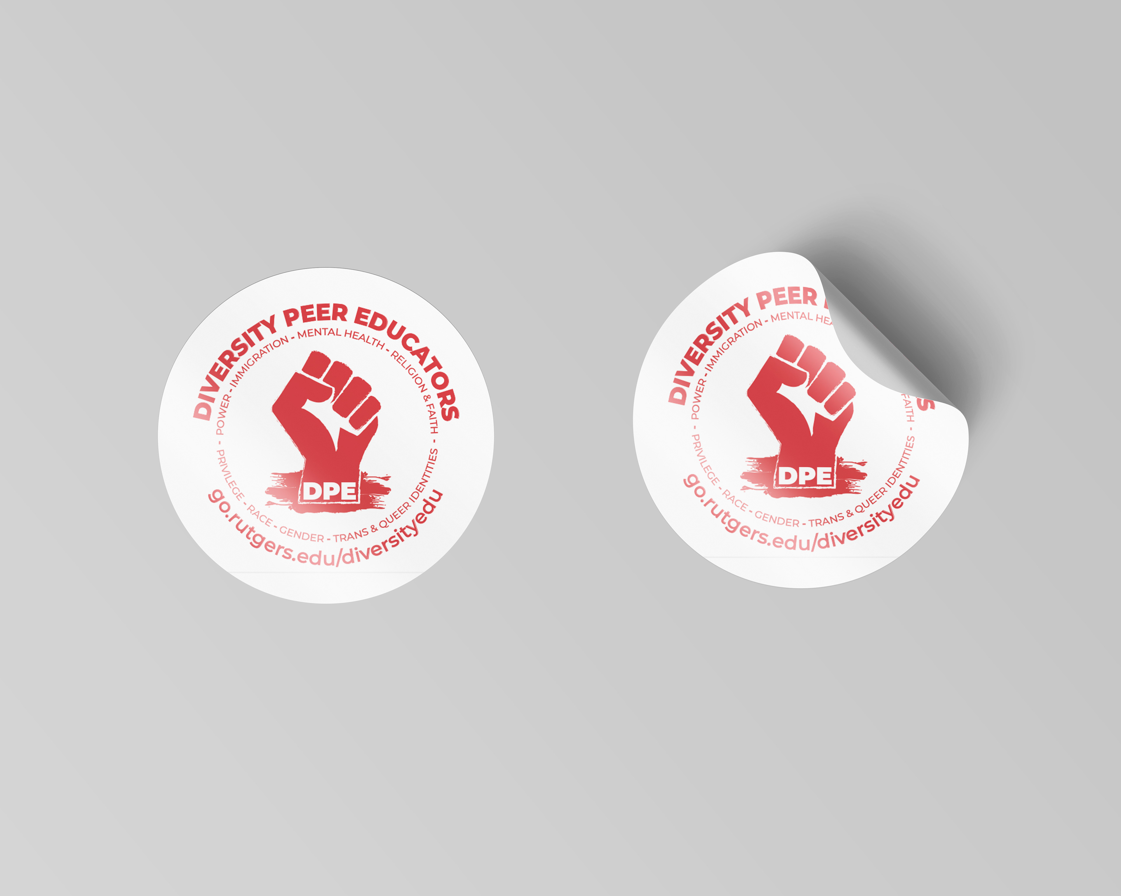Final Sticker Mockup for Rutgers University's Diversity Peer Educators