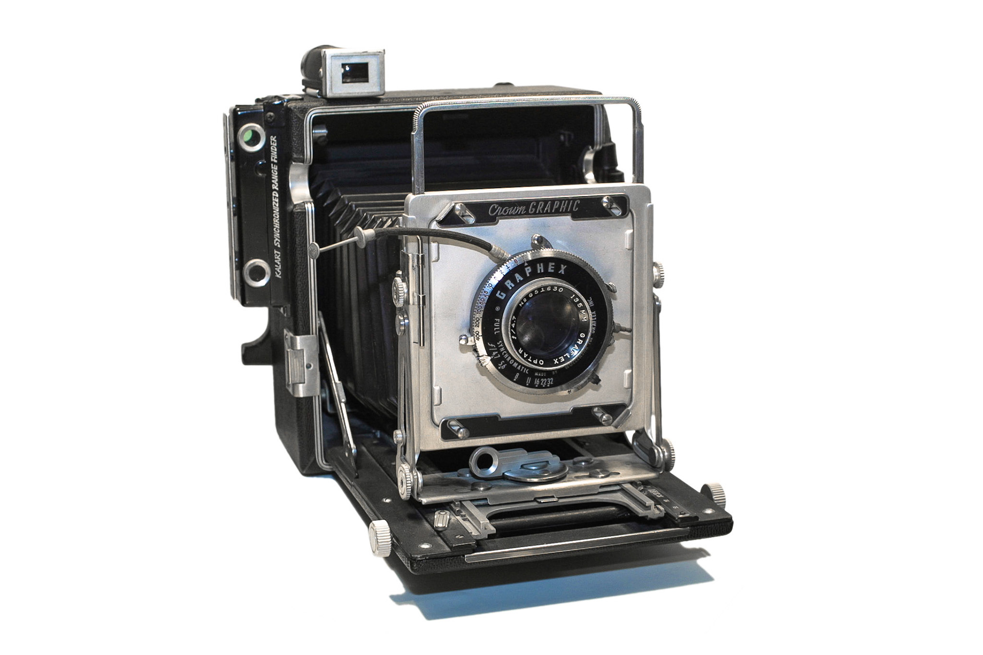 Manufacturer: Crown Graphic
Model: Graflex 
Years: 1947 - 1973
Price: ?
Quantity: ?