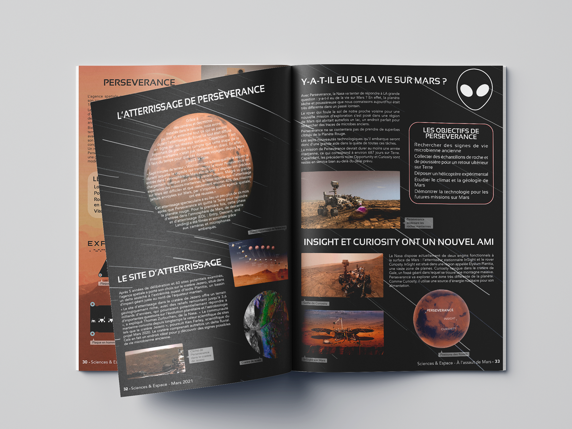 Création de 6 pages pour un Magazine "Sciences & Espace", grand public