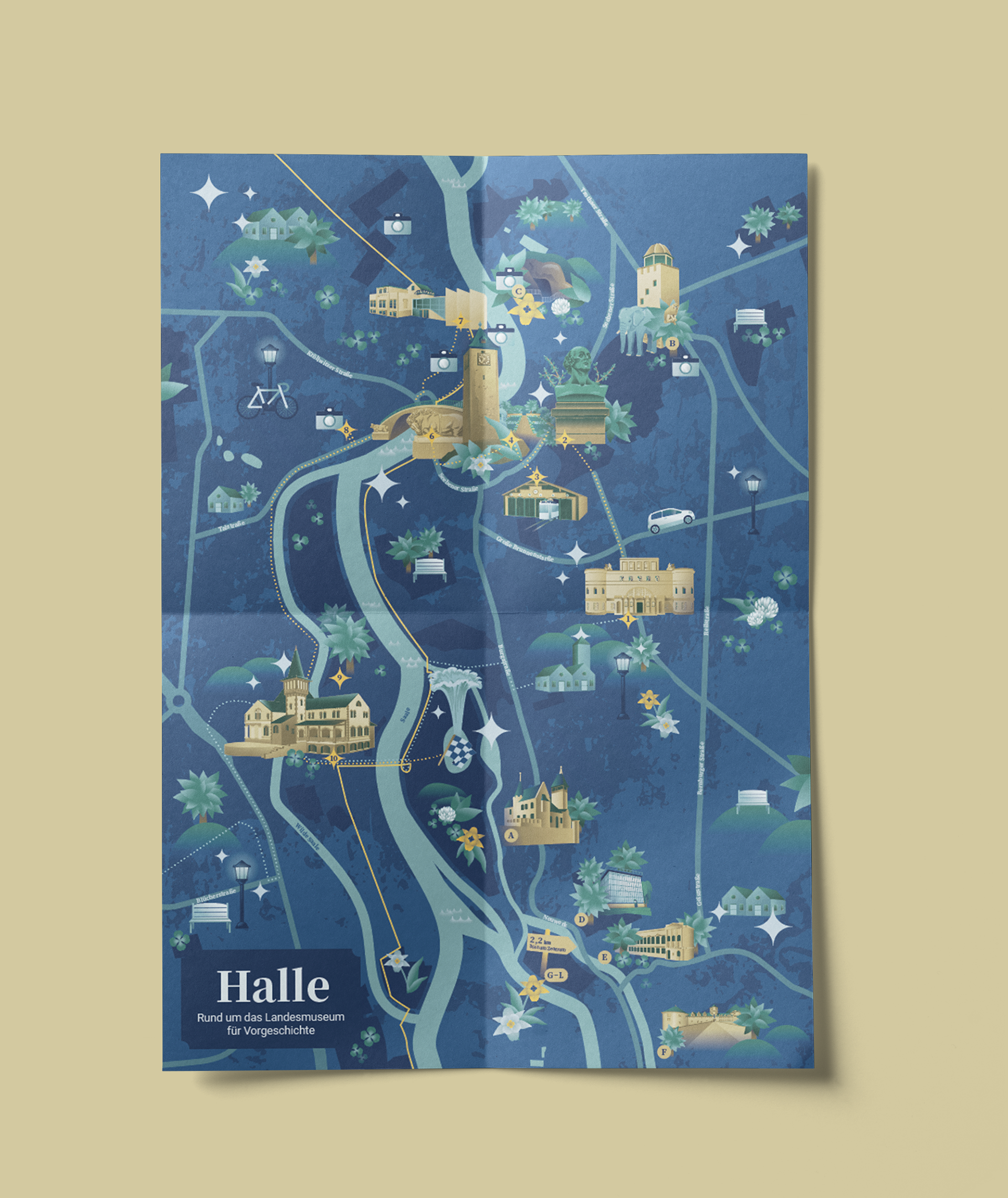 Entdeckerkarte Halle, i. Zusammenarbeit mit KOCMOC Leipzig