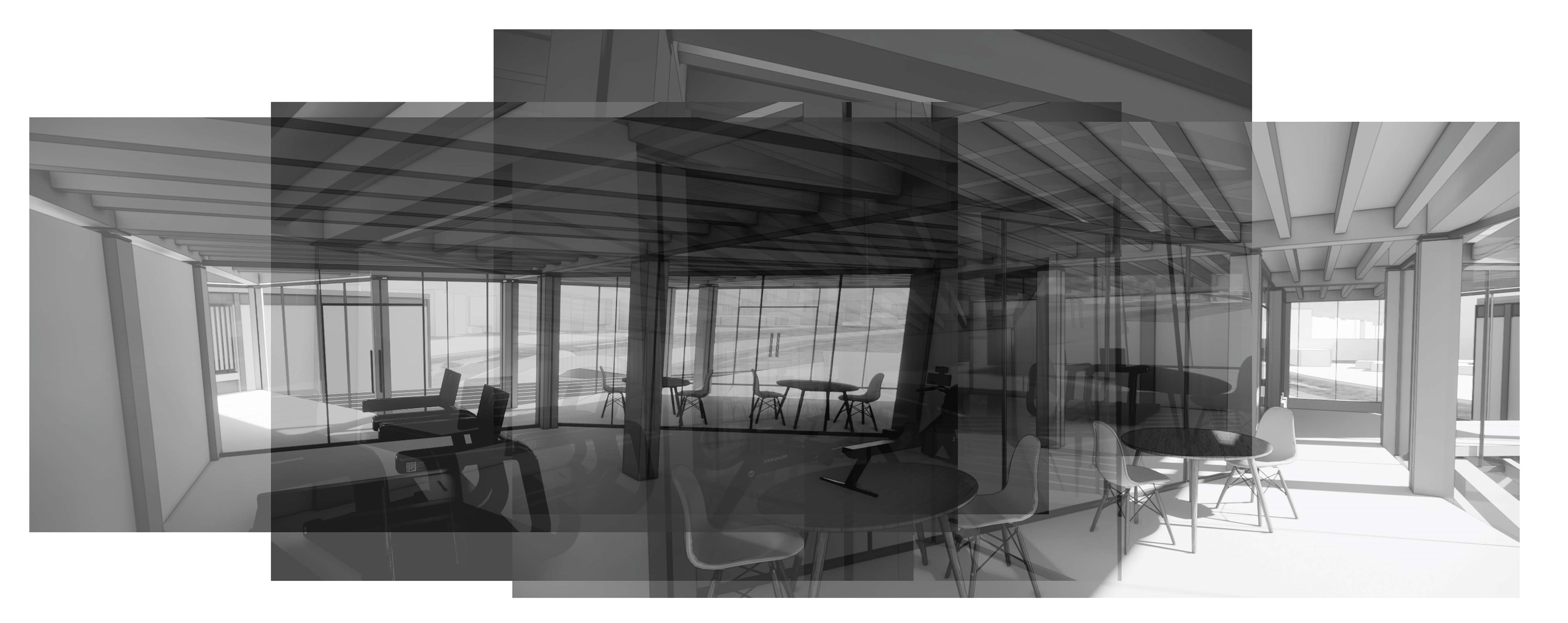 Interior view of the cafe and gym inside the Boathouse