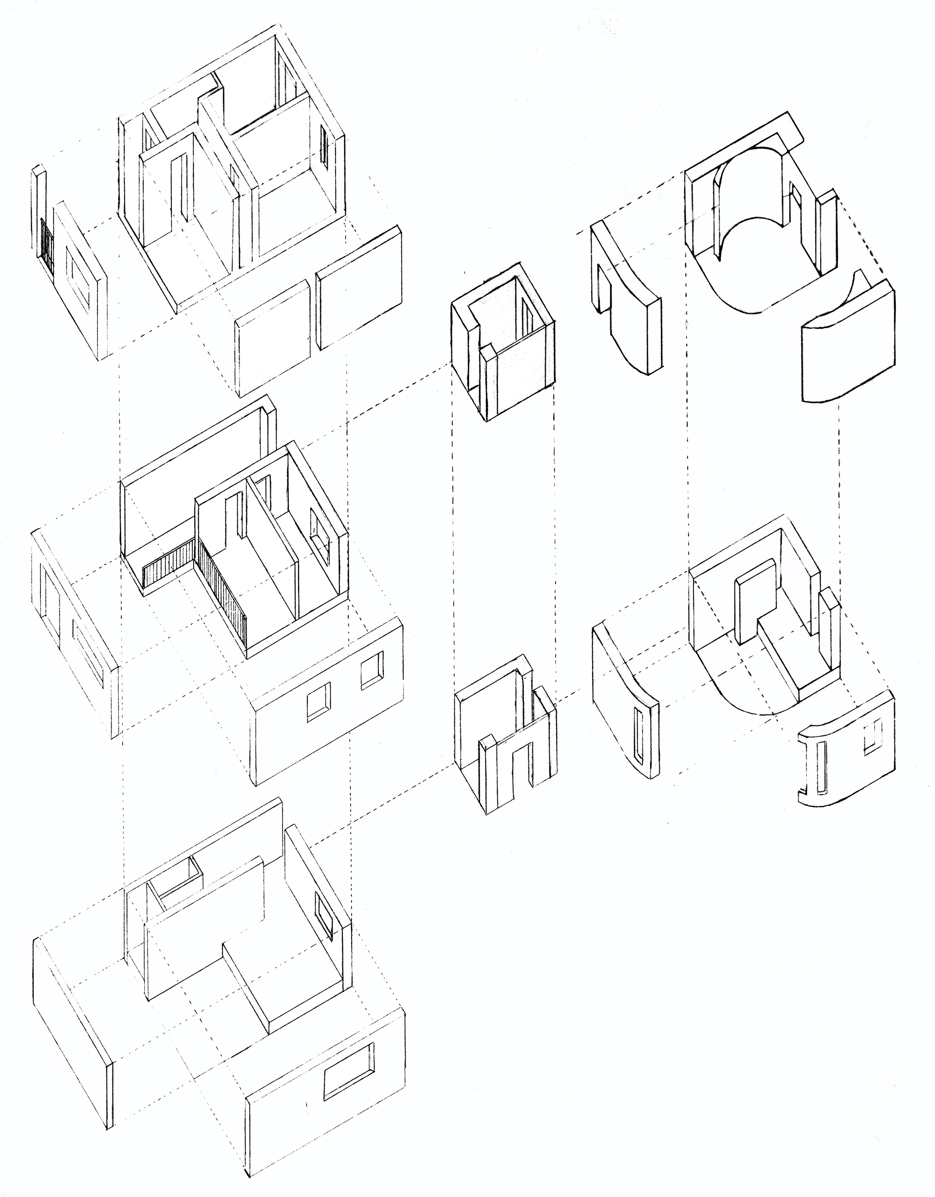 Isometric sketch of building areas