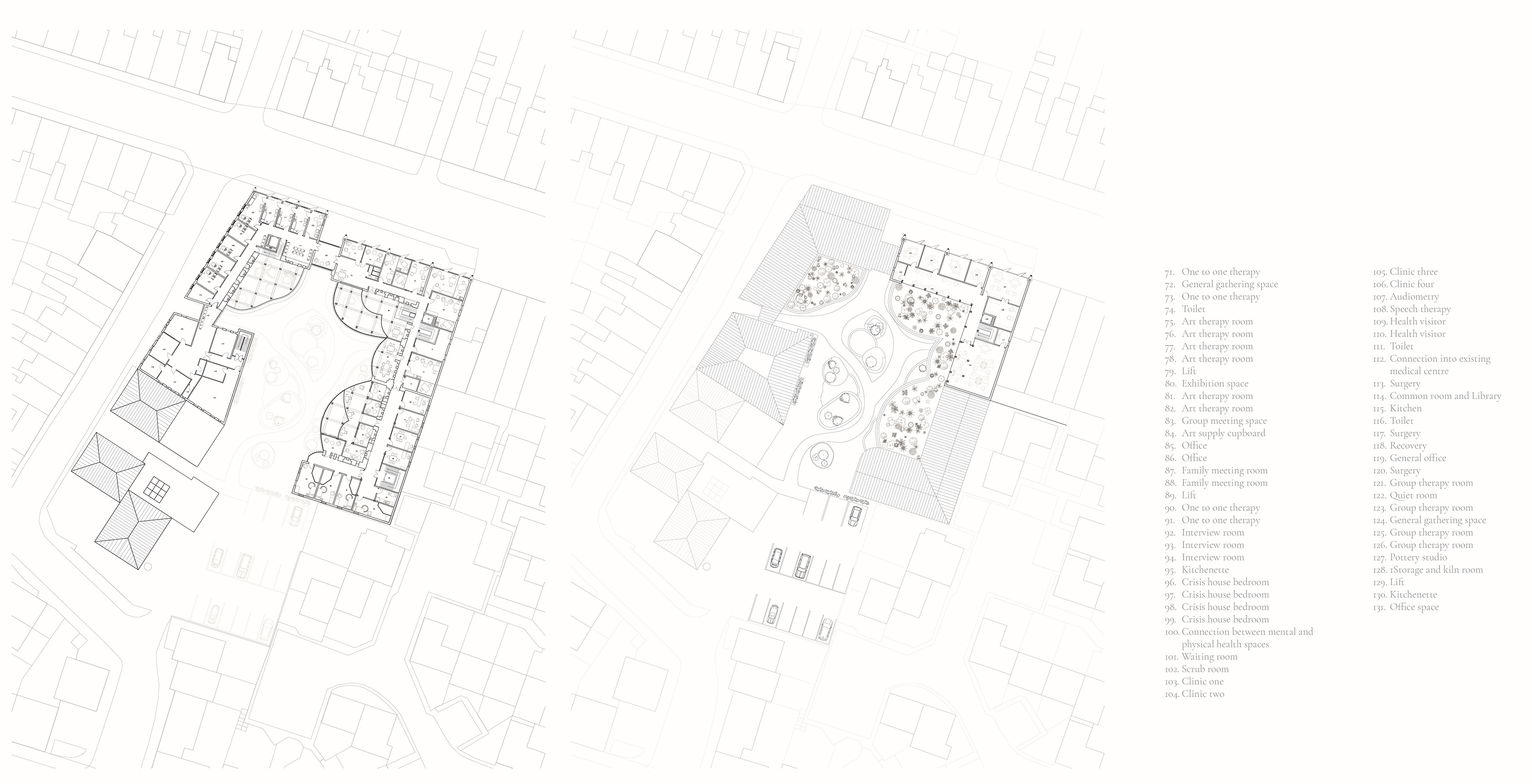 First and Second Floor Plans of the Wellbeing Centre