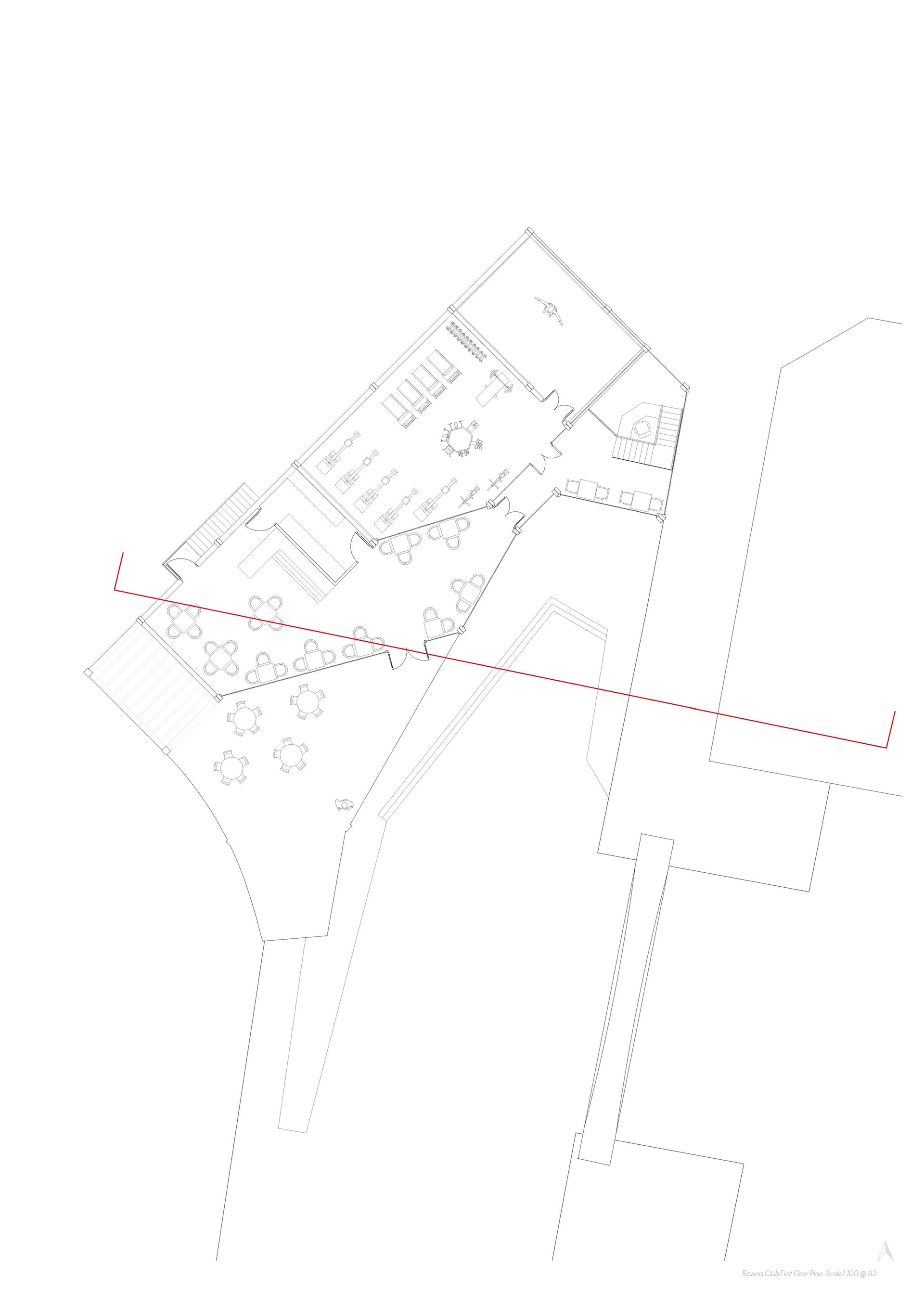 First floor Plan showing the cafe, gym and viewing platform