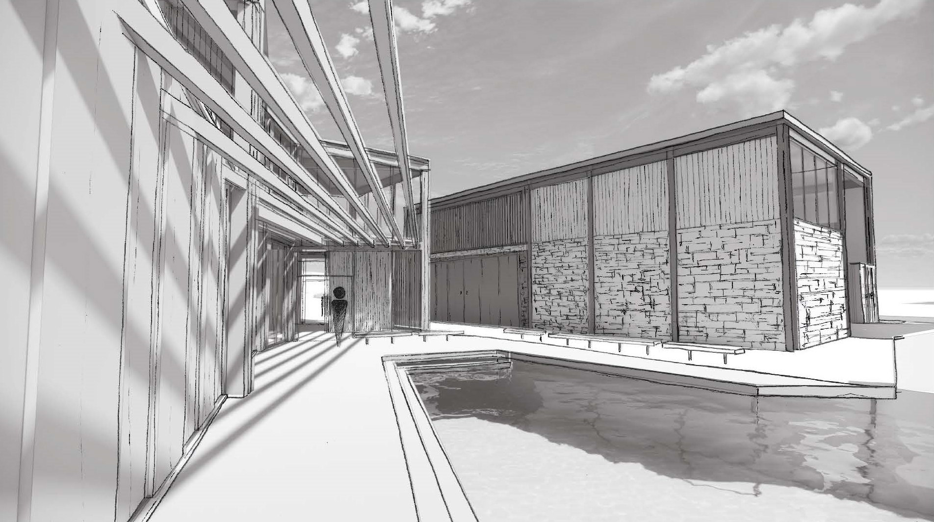 Sketch of the Boathouse and rowing lane