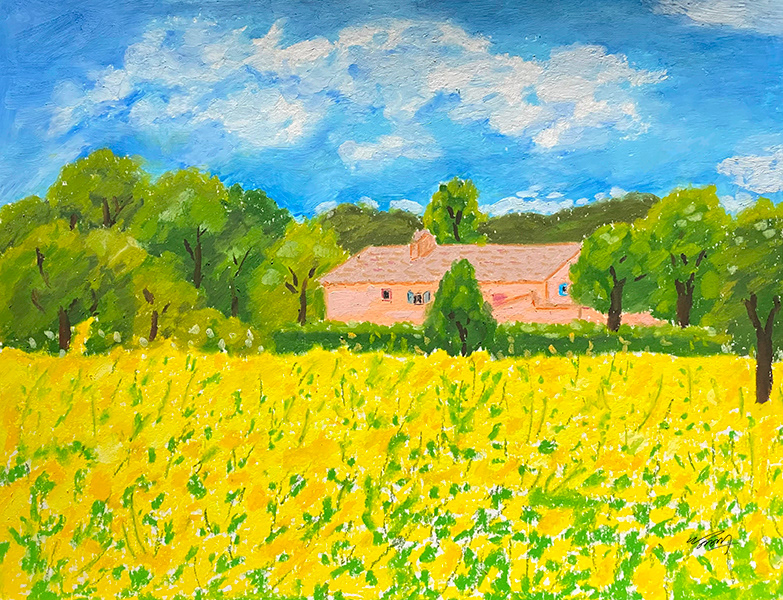2022 Canola flower landscape / 30x24 / Oilpastel