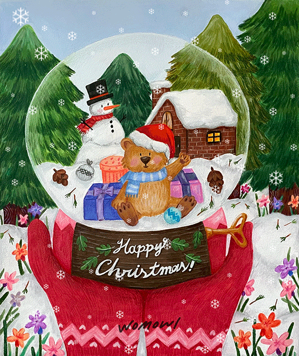 2022 Christmas globe / 20x28 / Gouache