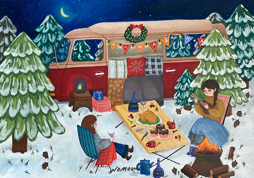2022 christmas camping / 40x27 / Gouache