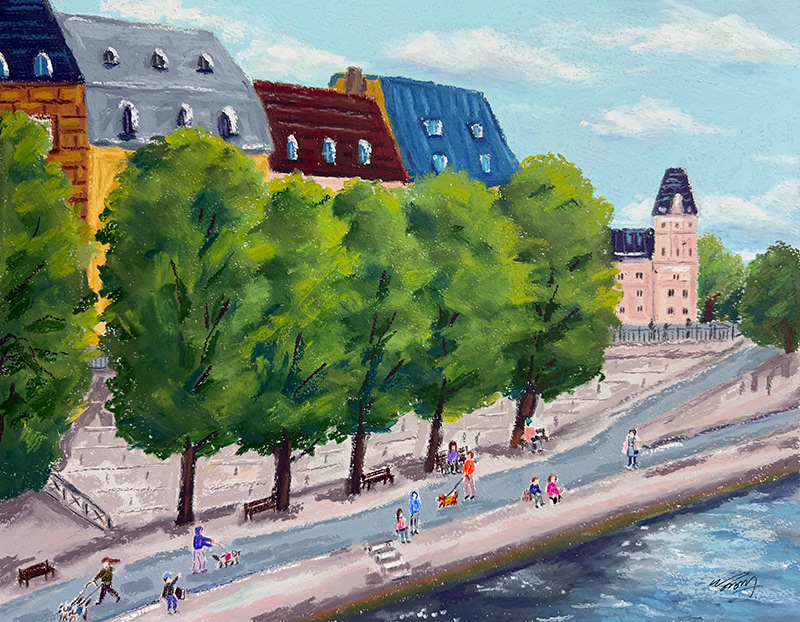 2025 View of the Seine River in Paris / No.6 / Oilpastel