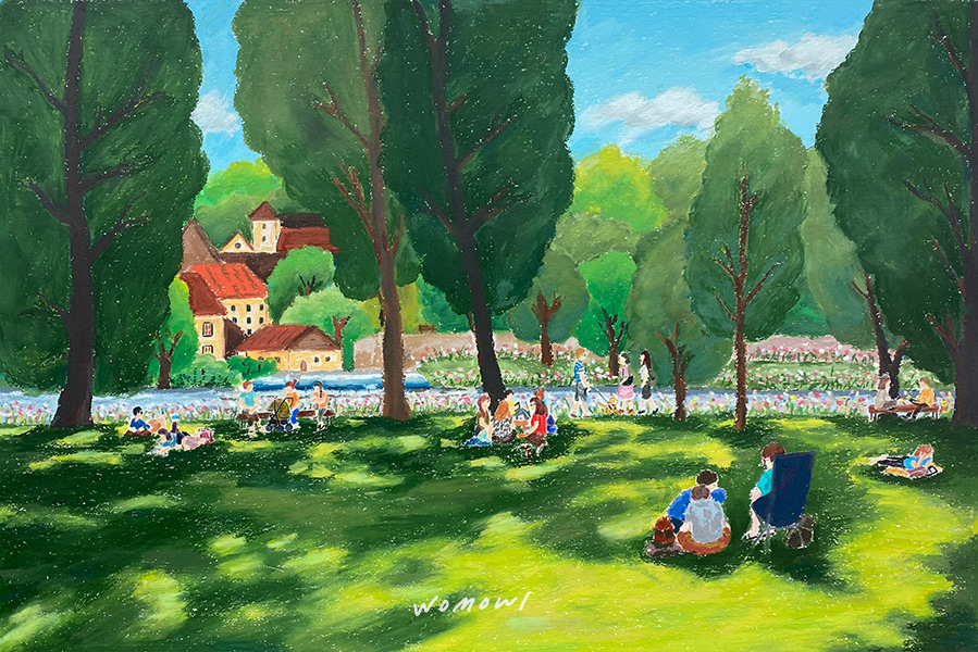 2023 Prague's Vltava River v1 / 55x38 / Oilpastel