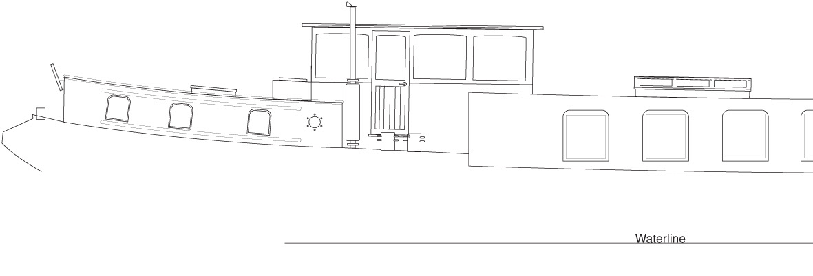 30m Dutch barge wheelhouse detail