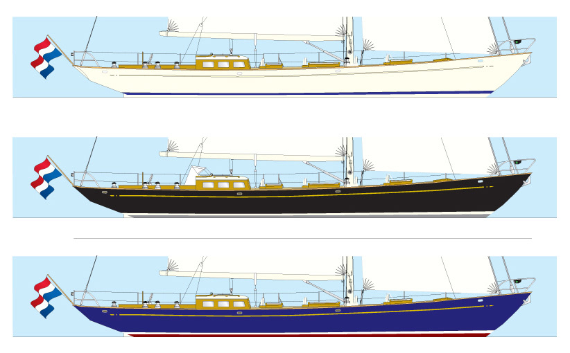 Yacht illustration colour variants