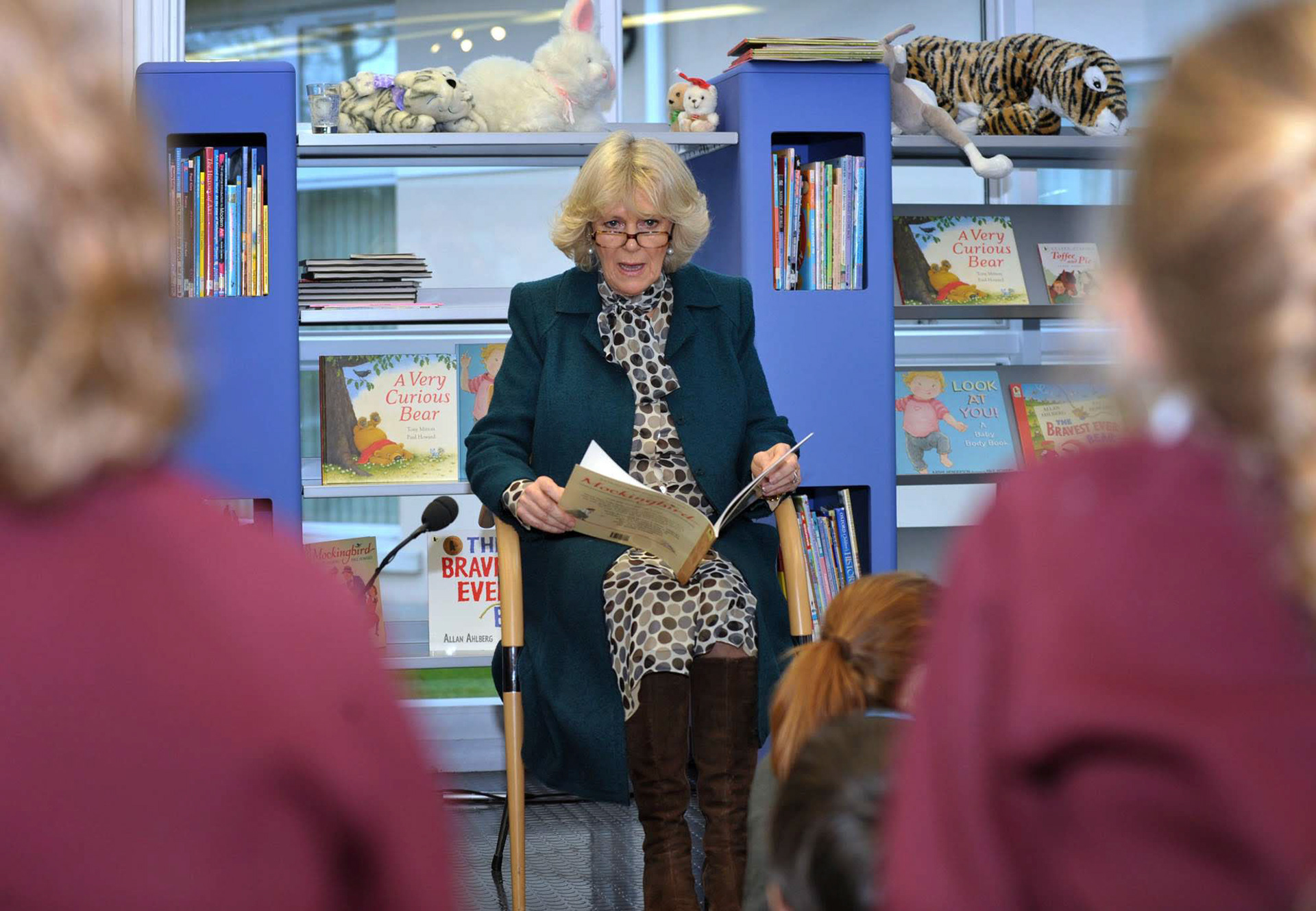 Her Royal Highness The Duchess of Cornwall, Patron of The National Literacy Trust, visits Dundonald Library near Belfast where she read a story to Twenty local primary school children.Photo by Aaron McCracken/Harrisons 07778373486