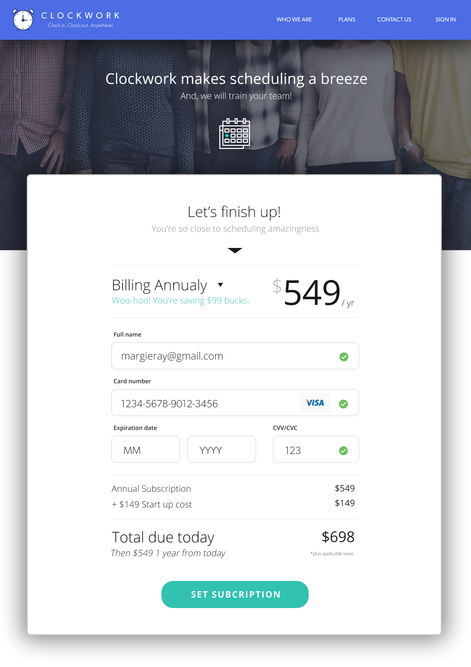 Enter payment info
