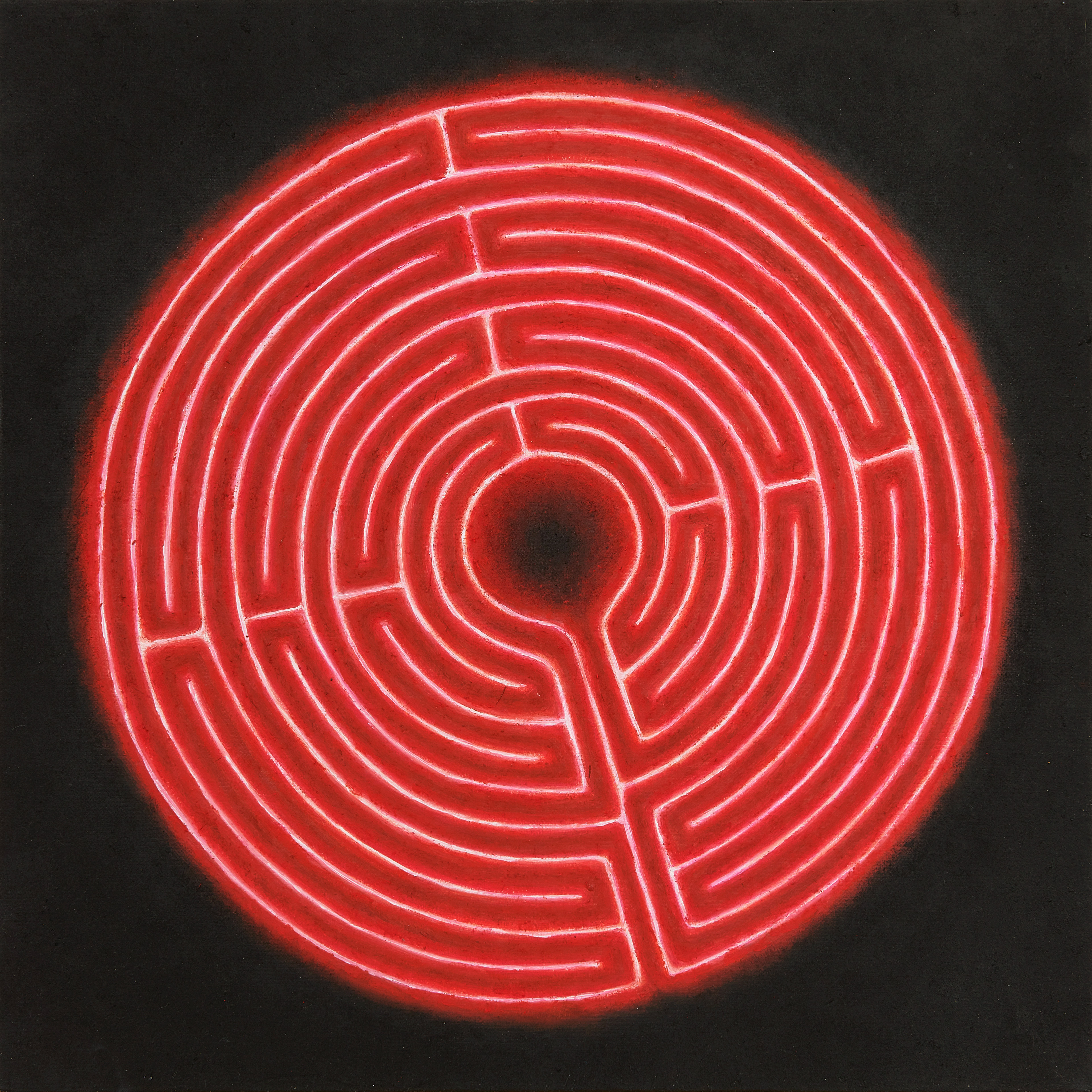 Breakfast part 1 (Solgaz maze), oil and paste wax on canvas, 40x40 cm, 2022 / Śniadanie cz. 1 (Solgaz matnia), olej i pasta woskowa na płótnie, 40x40 cm, 2022