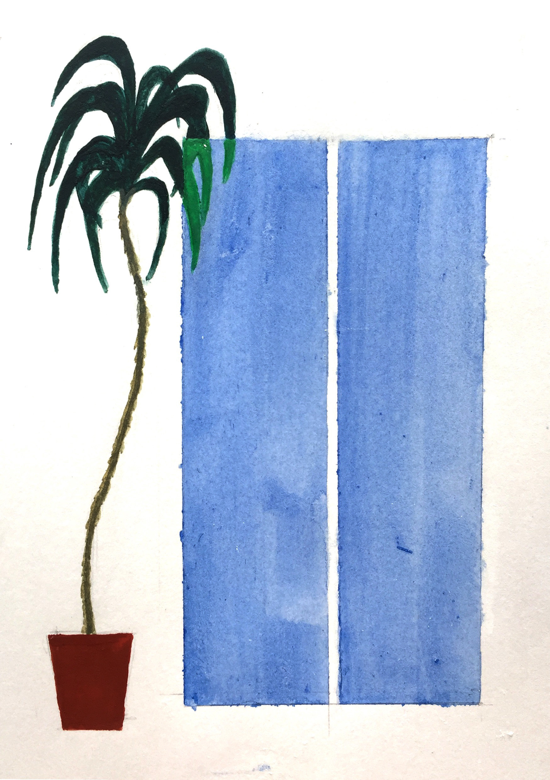 Postcard from home (obverse), egg tempera on paper, 2020 / Pocztówka z domu (awers), tempera jajowa na papierze, 2020