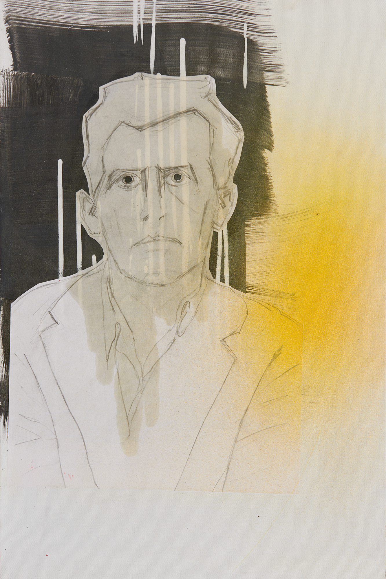 Ludwig Wittgenstein [1], 2018, akryl olej spray wegiel plotno, 60x40cm