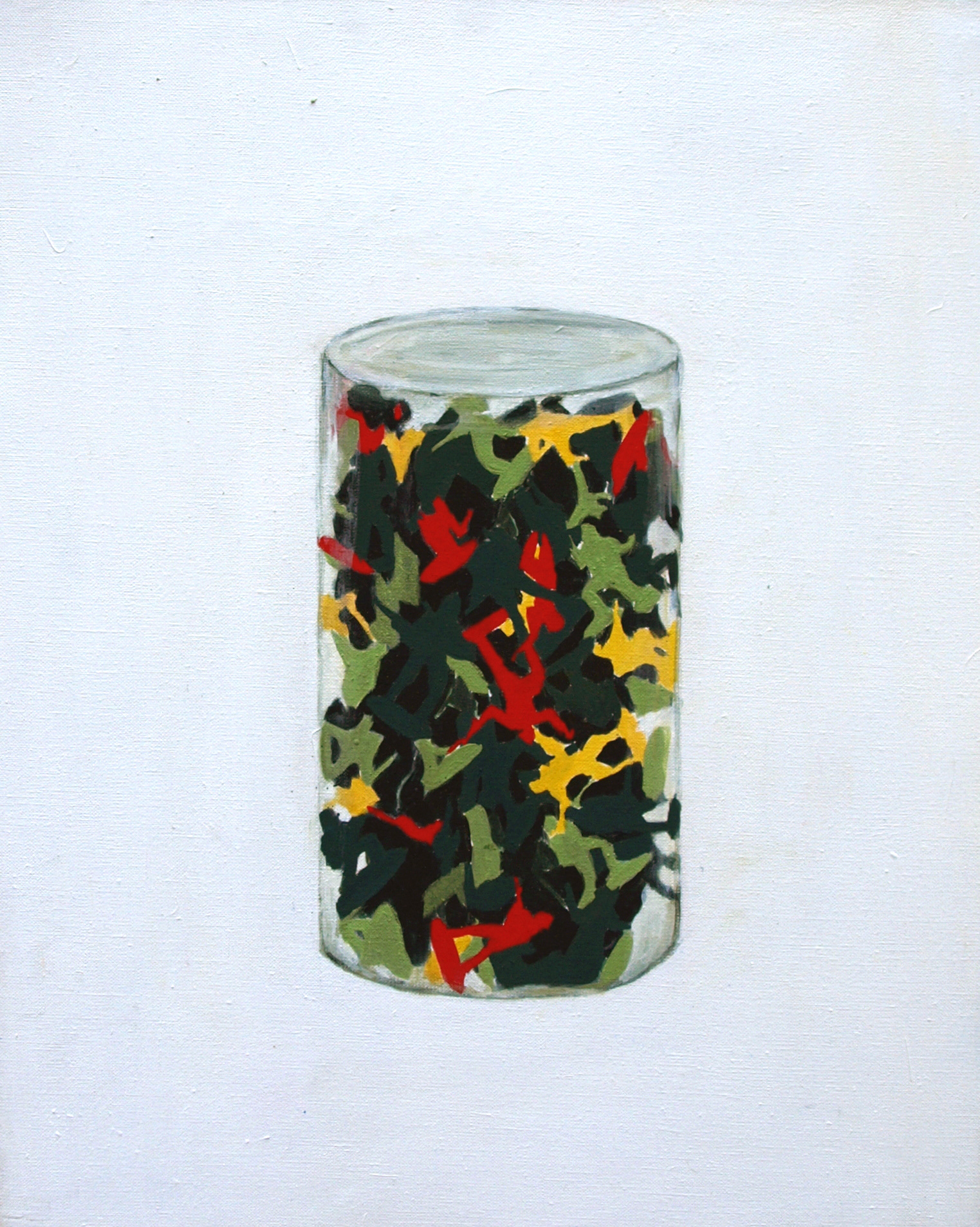 Little soldiers (in a tube), egg tempera on canvas, 50x40 cm, 2019 / Żołnierzyki (w tubie), tempera jajowa na płótnie, 50x40 cm, 2019