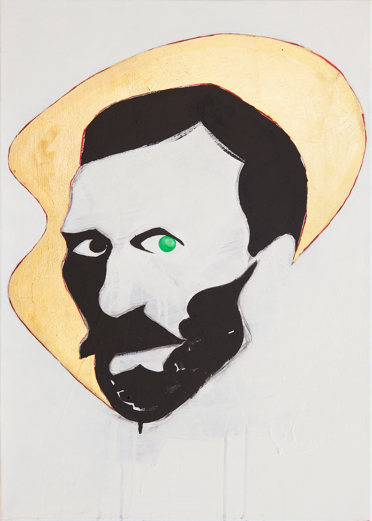 "Dojenie Van Gogha", 2012 akryl, olej, szlagmetal, 55 x 38 cm