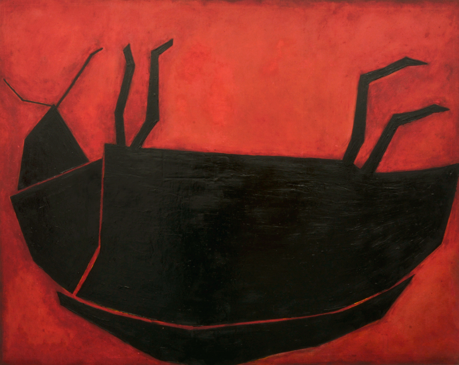 Beetle, oil and paste wax on canvas, 135x170 cm, 2018 / Żuk pancernik, olej i pasta woskowa na płótnie, 135x170 cm, 2018