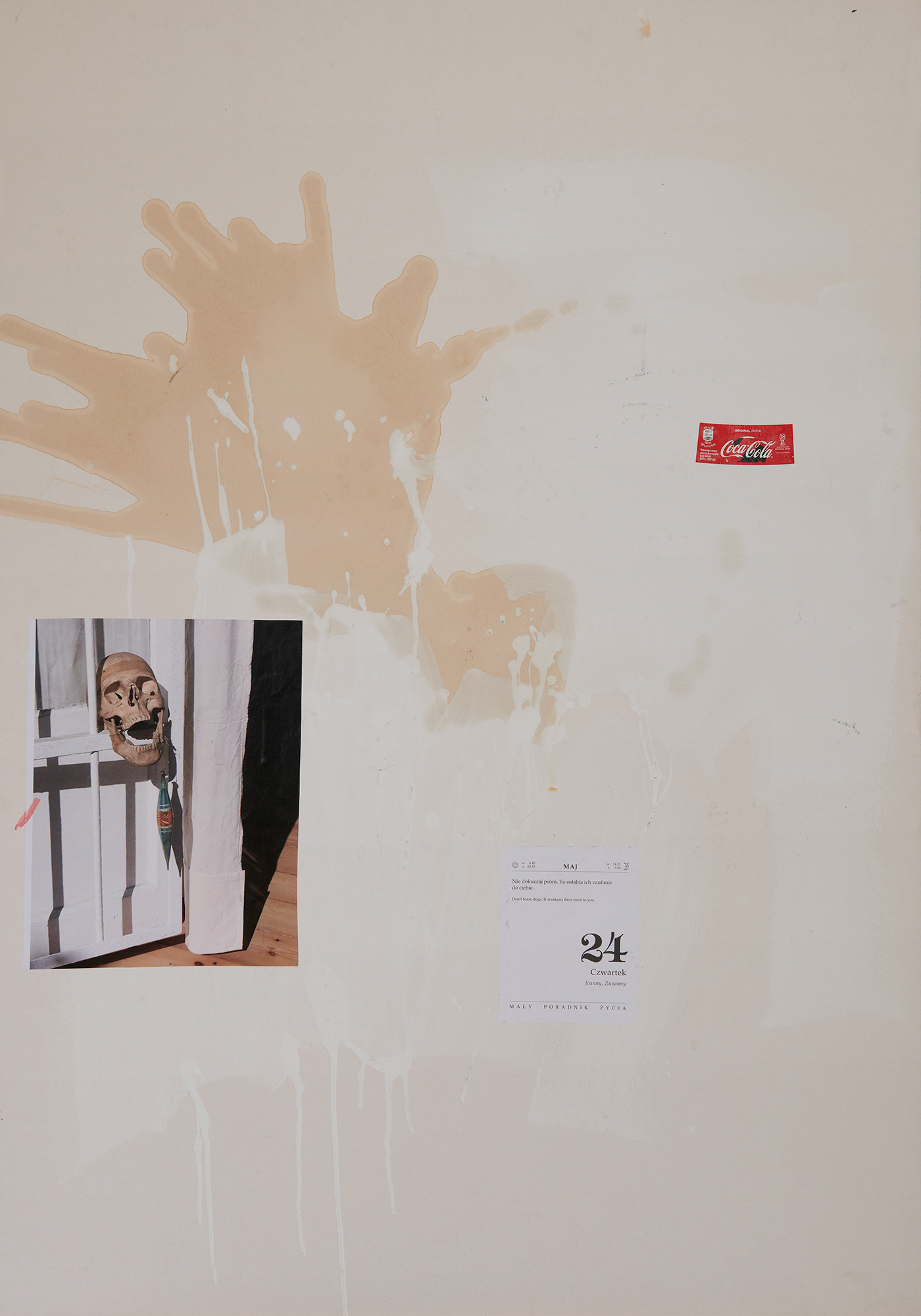 "Dziennik", 2018 r. akryl, papier, węgiel na tekturze, 100 x 70 cm