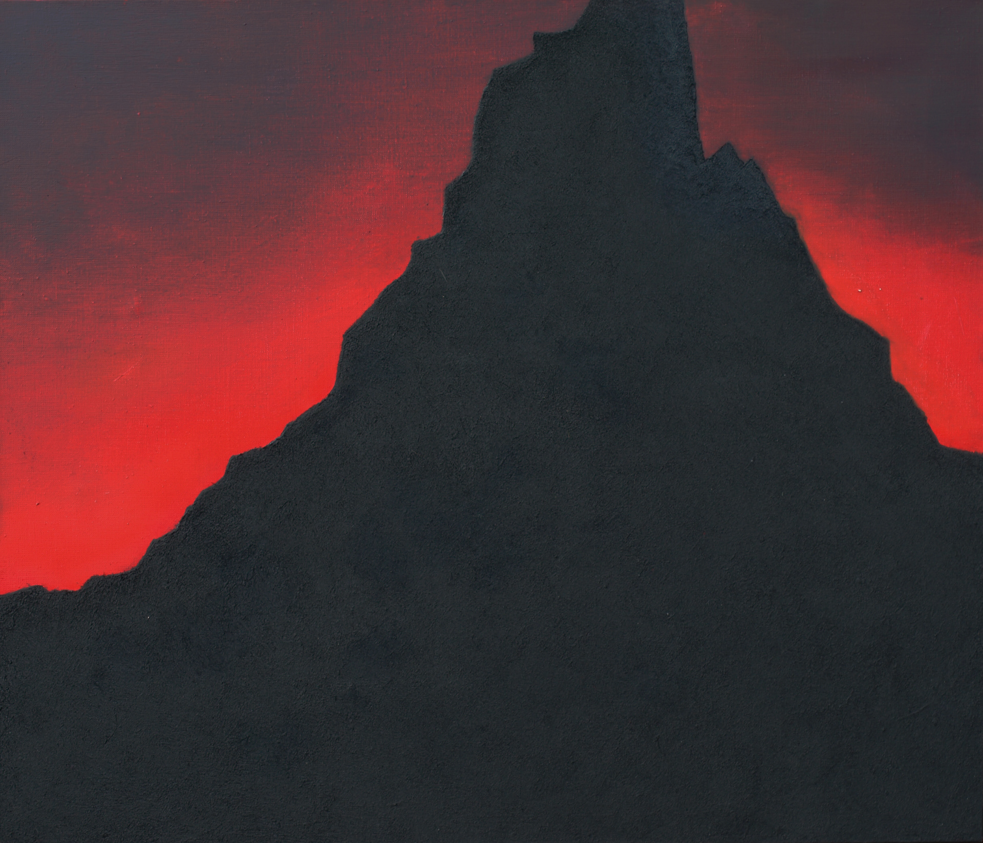 Holy peak (sketch), oil and paste wax on canvas, 60x70 cm, 2019 / Święty szczyt (szkic), olej i pasta woskowa na płótnie, 60x70 cm, 2019