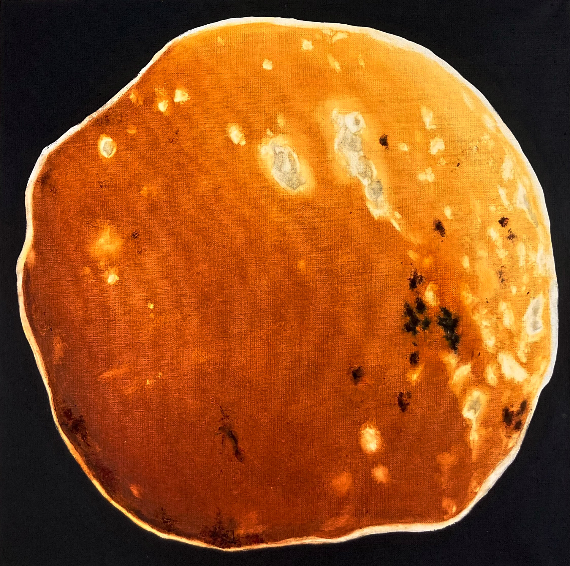 Breakfast part 3 (pancake), oil on canvas, 40x40 cm, 2022 / Śniadanie cz 3 (placek), olej na płótnie, 40x40 cm, 2022