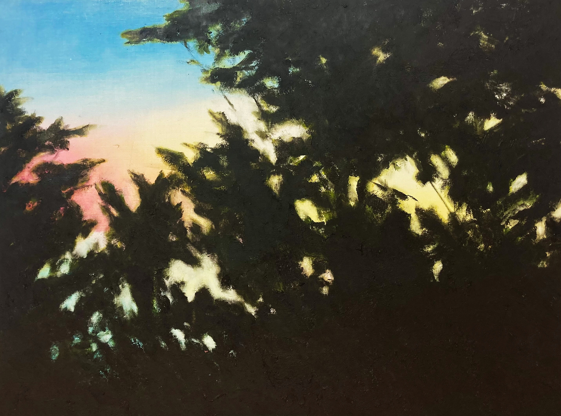 Sweet dream about sunrise, oil on canvas, 50x70 cm, 2022 / Słodki sen o wschodzie słońca, olej i pasta woskowa na płótnie, 50x70 cm, 2022