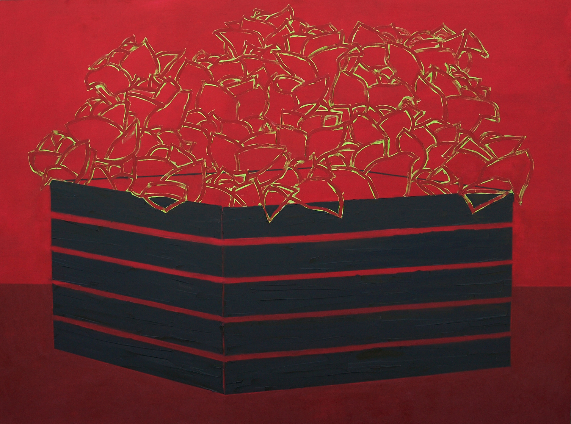 Vanishing kale, oil and paste wax on canvas, 200x150 cm, 2019 / Sen o kapuście (Vanishing kapusta), olej i pasta woskowa na płótnie, 150x200 cm, 2019