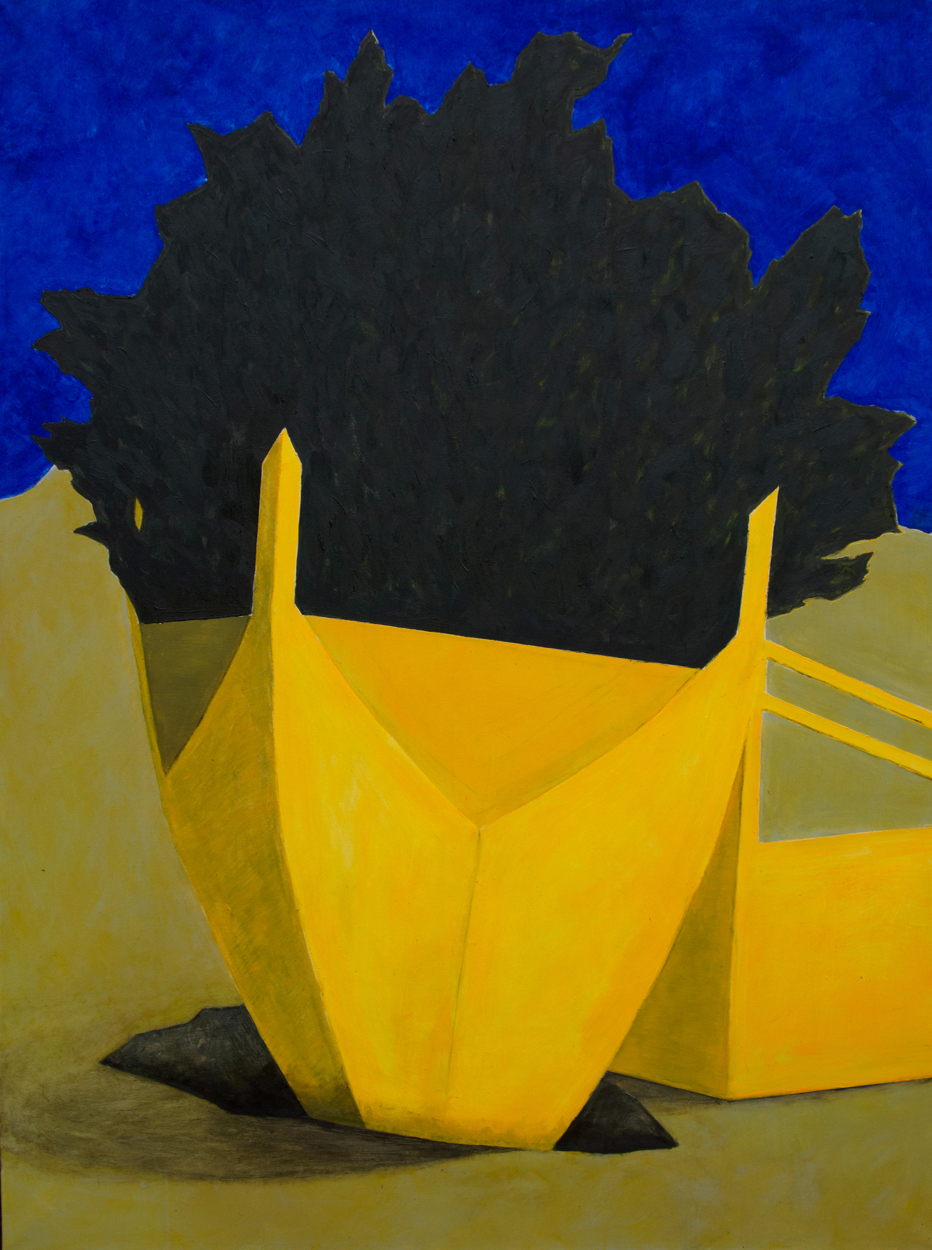 Study of the Greenery - Replanting, 170x130 cm, 2020 / Studium zieleni - Przesadzenie, olej i pasta woskowa na płótnie, 170x130 cm, 2020