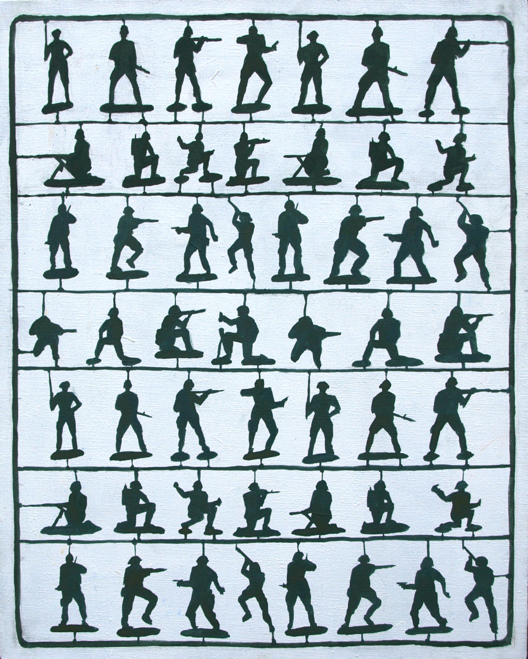 Little soldiers, egg tempera on canvas, 50x40 cm, 2019 / Żołnierzyki, tempera jajowa na płótnie, 50x40 cm, 2019