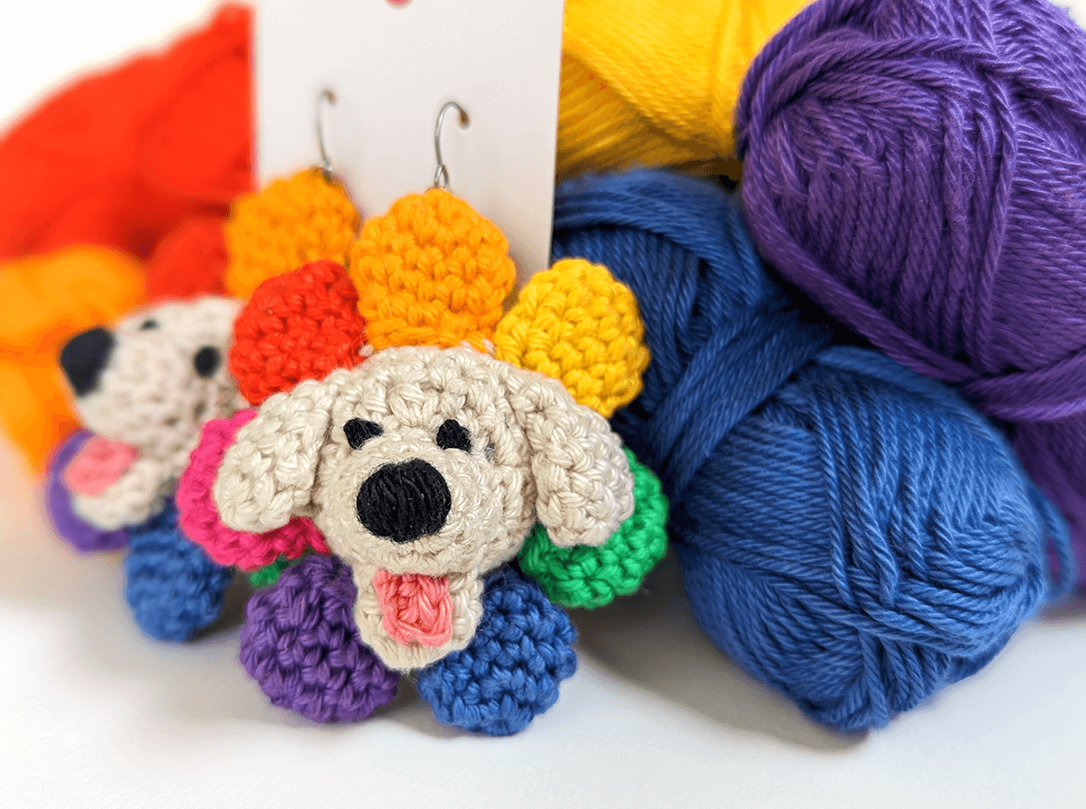 Custom spring dog earrings