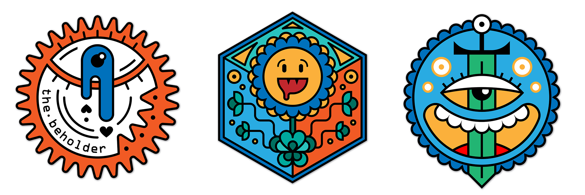 Abstract badges (I made when I had covid... so fever dream inspired?)