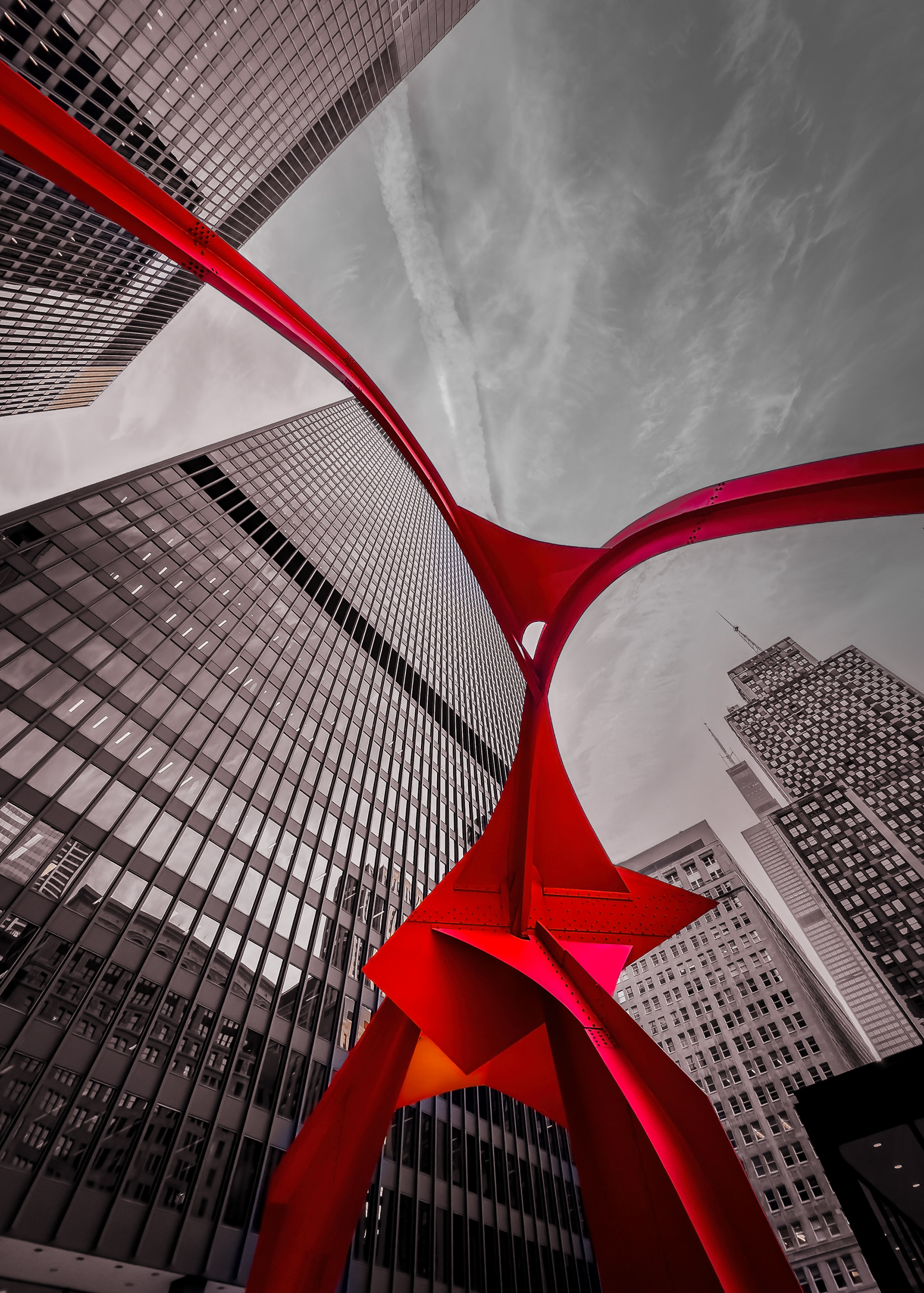Alexander Calder's Flamingo with Mies Van Der Rohe's Federal building, Chicago