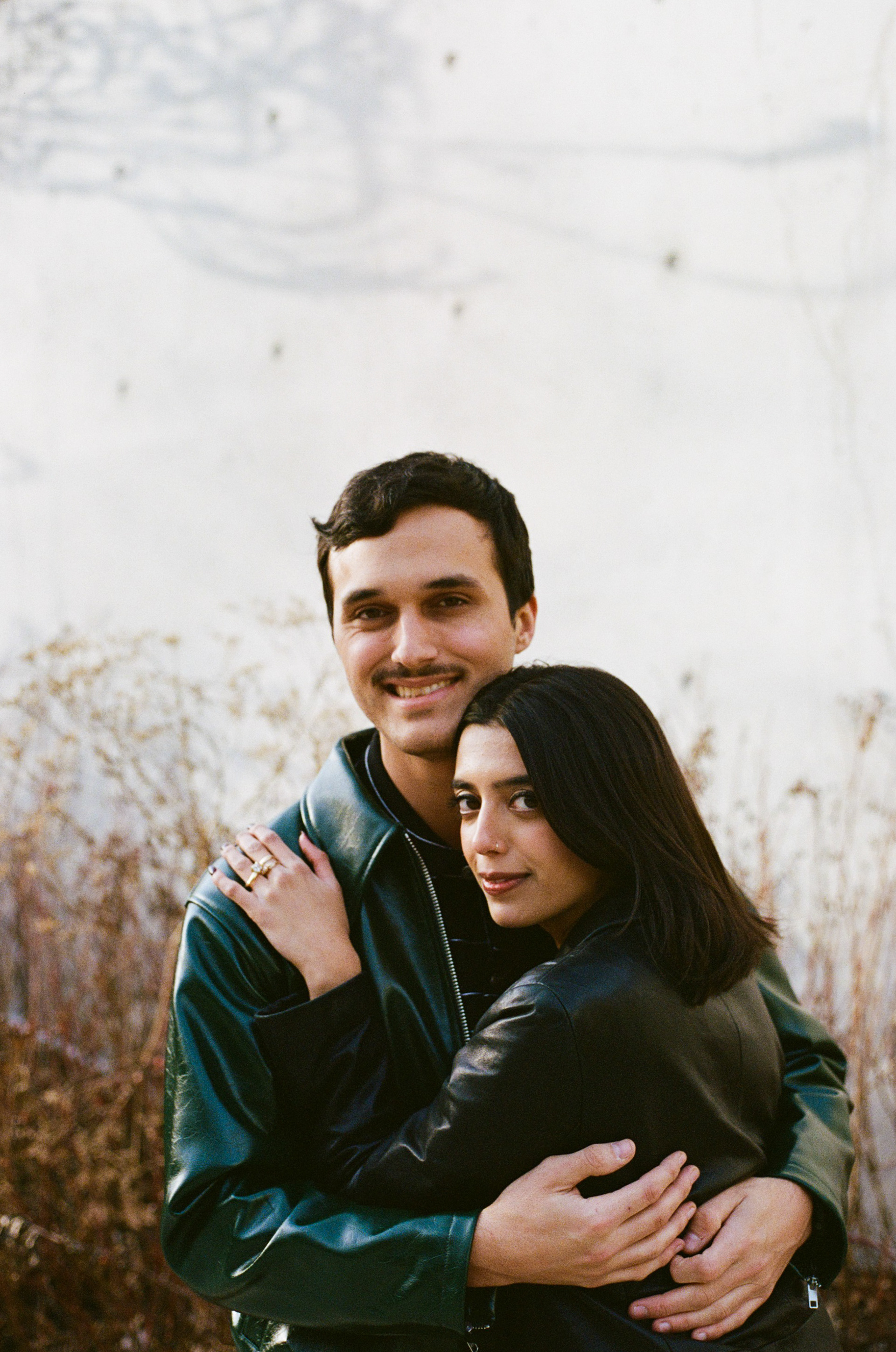 35mm film portrait of a couple at Brooklyn Botanical Garden