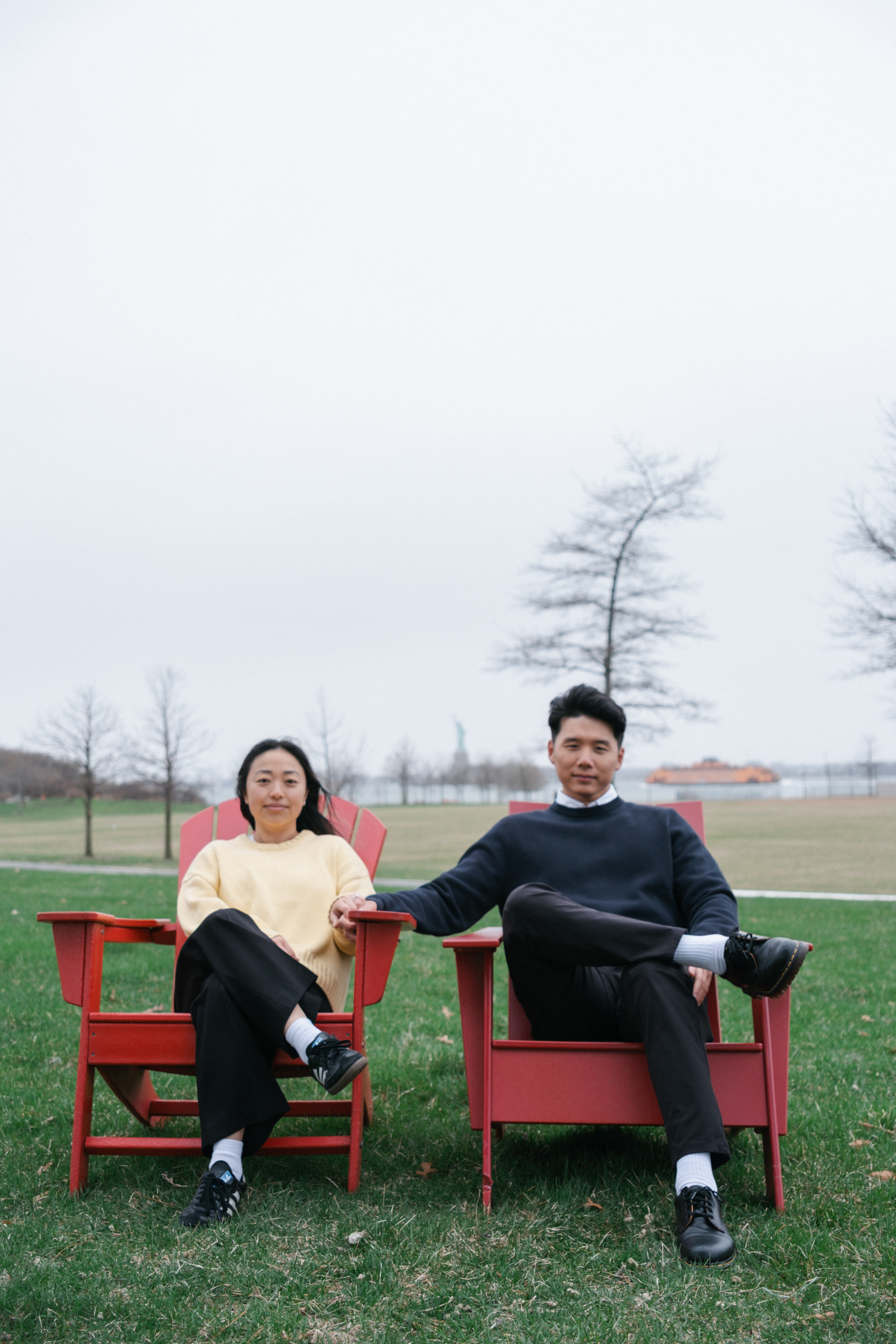 Portrait of a korean couple in Governor's Island, NYC