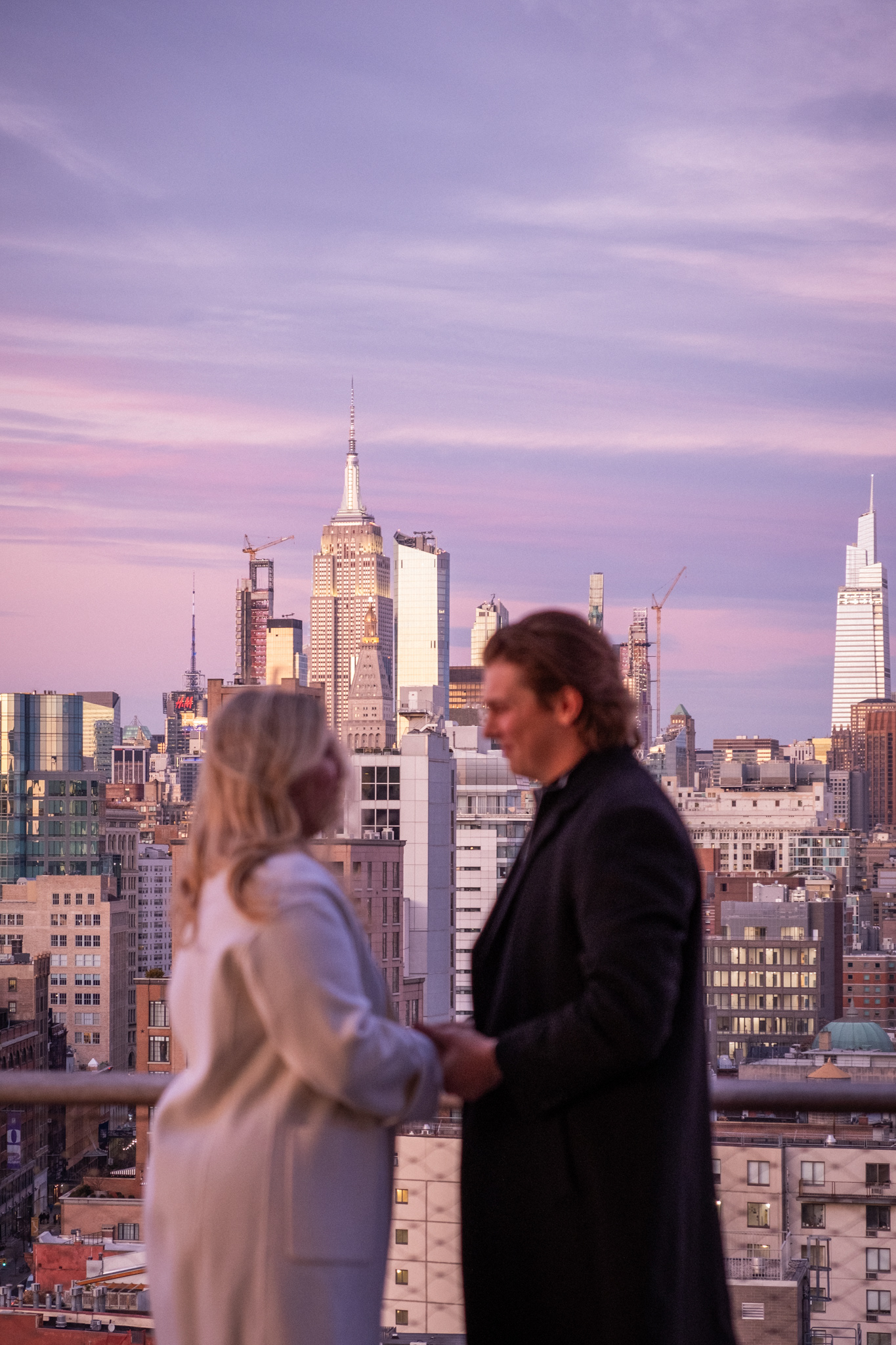 Sunset time proposal with the NYC skyline in the background