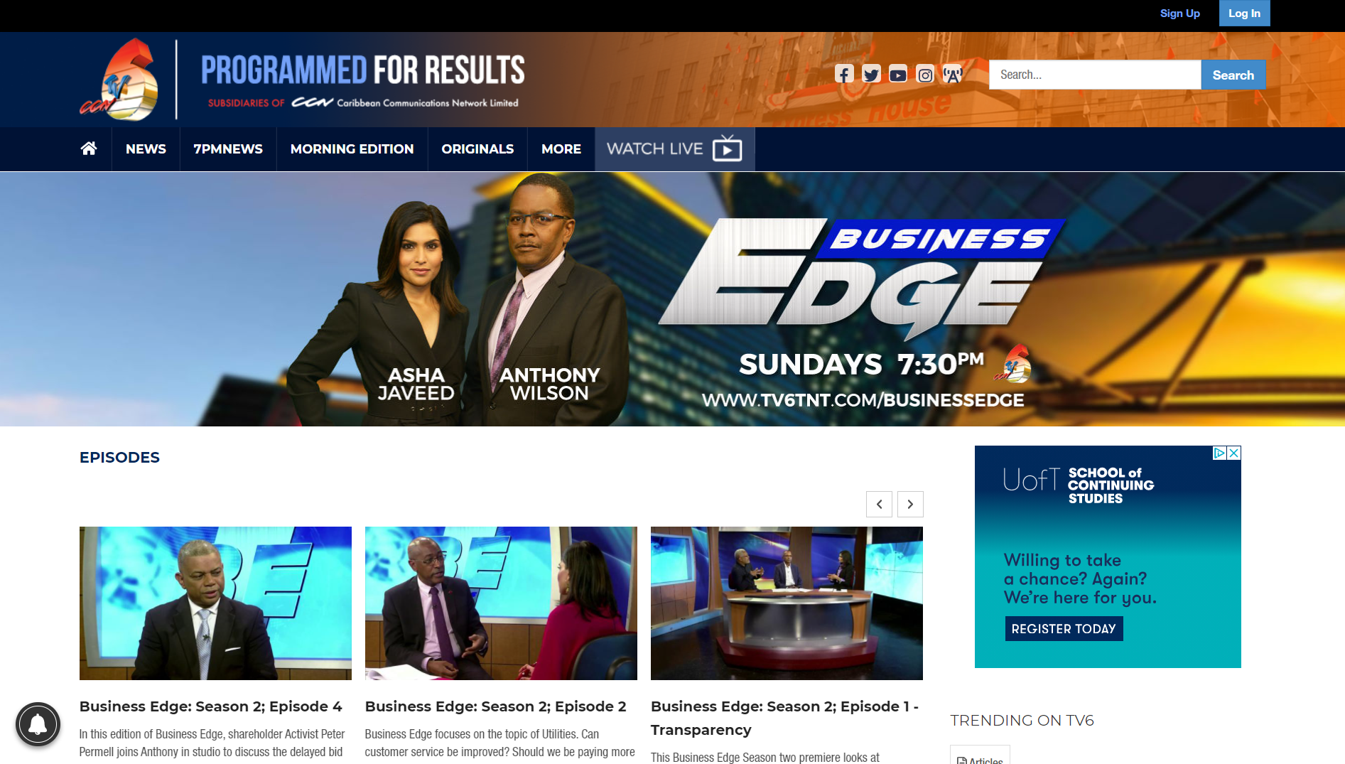 Business Edge landing page