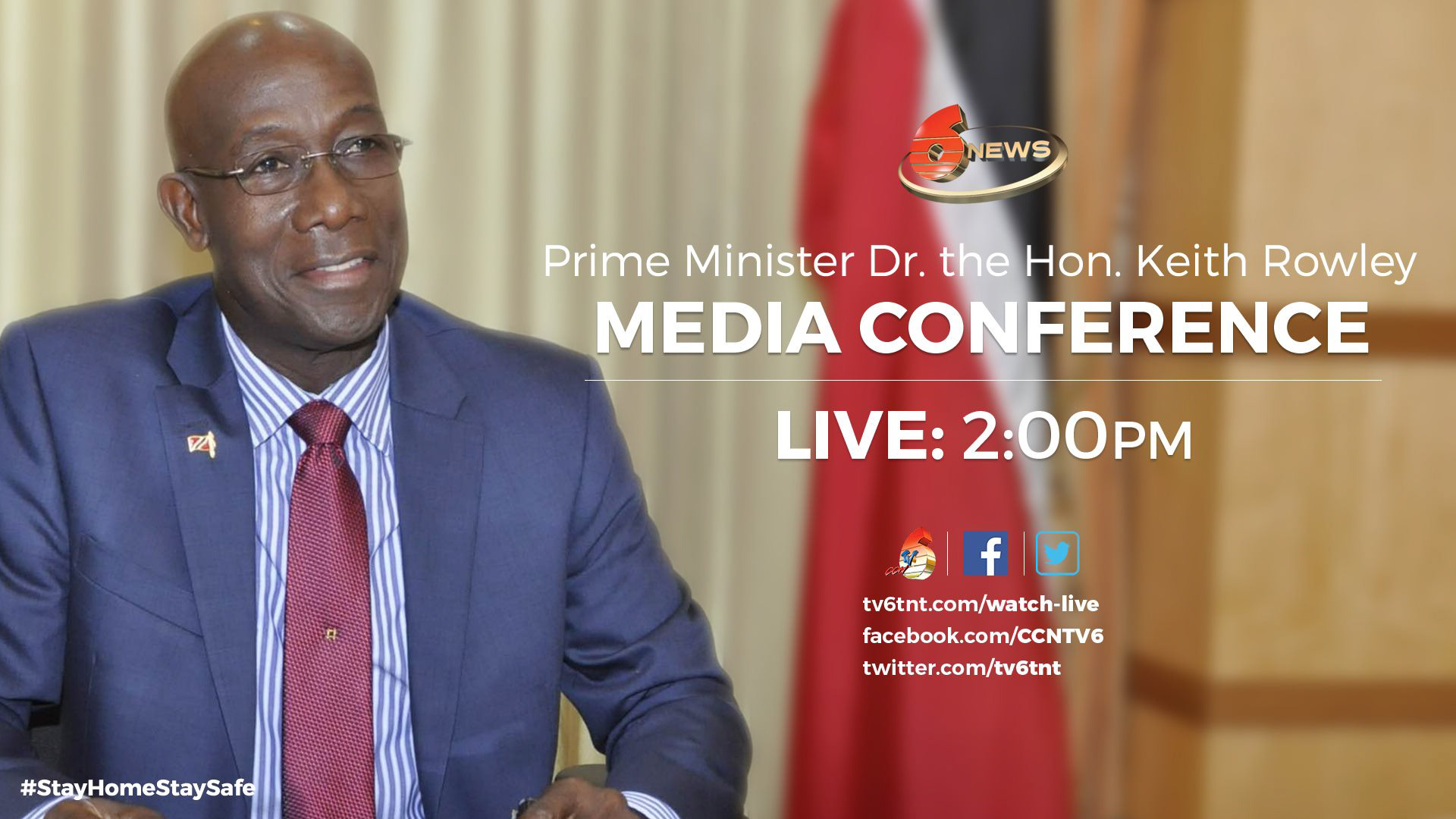 The billboard that would let viewers to the livestream know who will be speaking. In this example, it is the Prime Minister