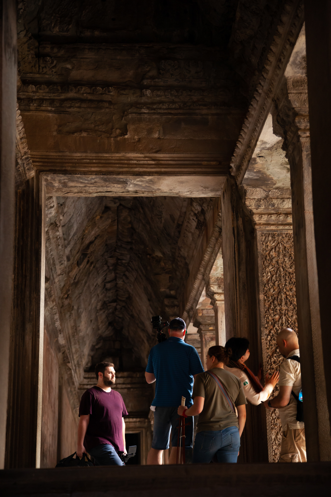 Shaun, Claus, Mounir and Haley explore the intricate carvings at Angkor Wat. This is really a place you want to take your time exploring and observing, even the smallest details take your breath away. 