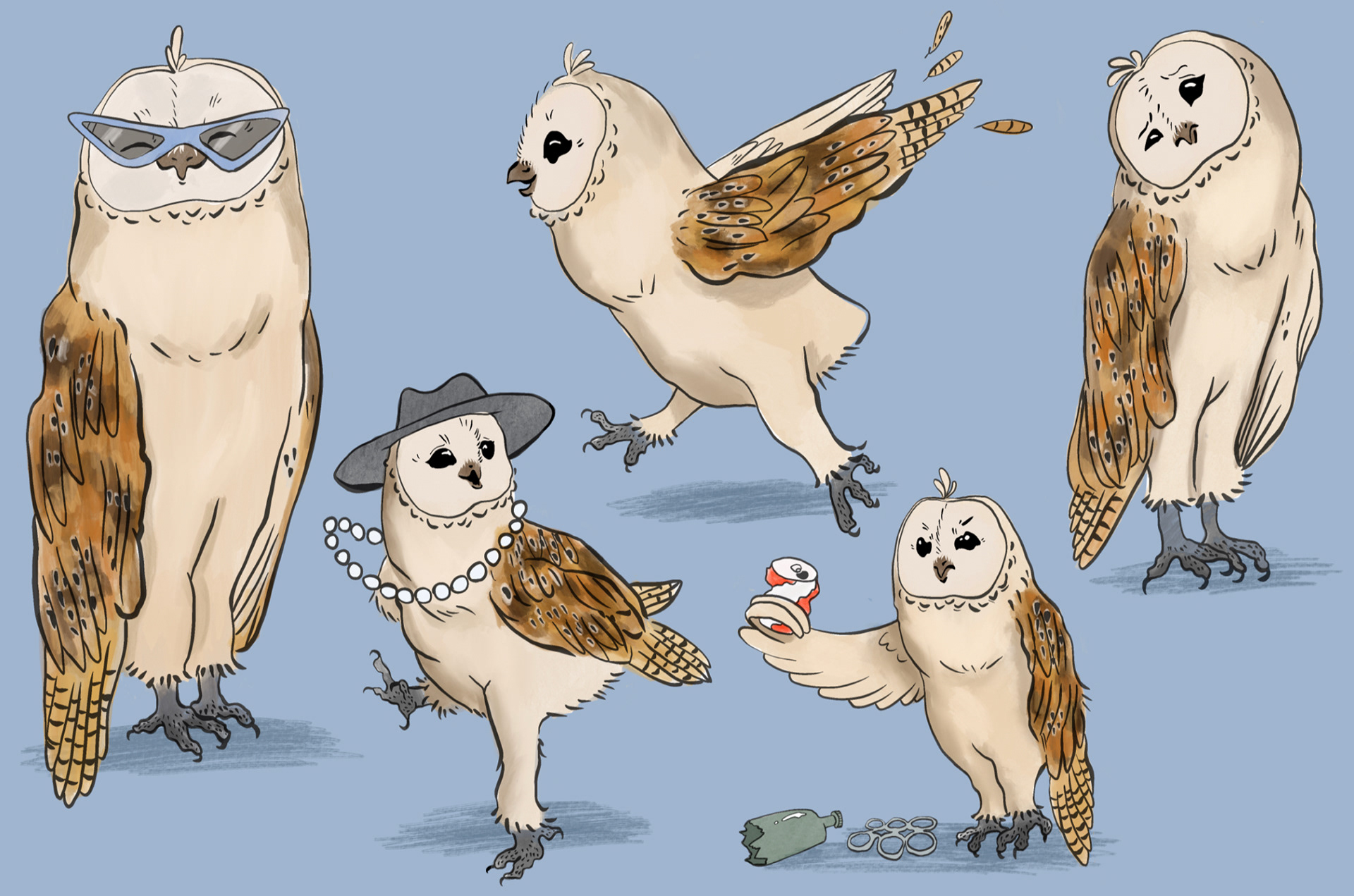 Camille as an owl - Procreate