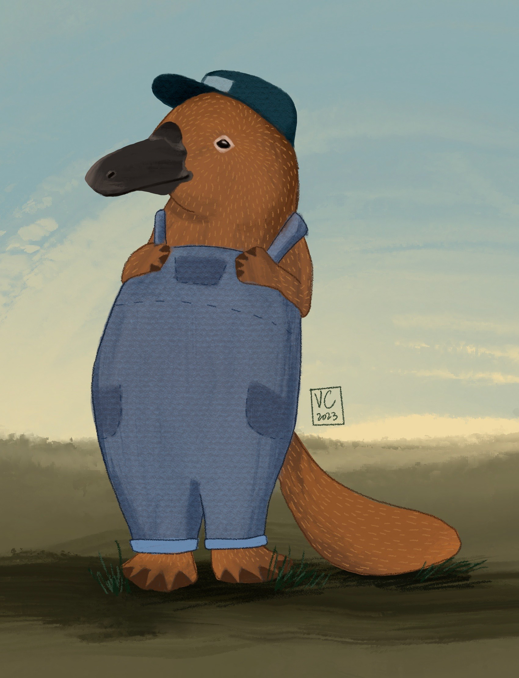 Platypus farmer with background - Procreate