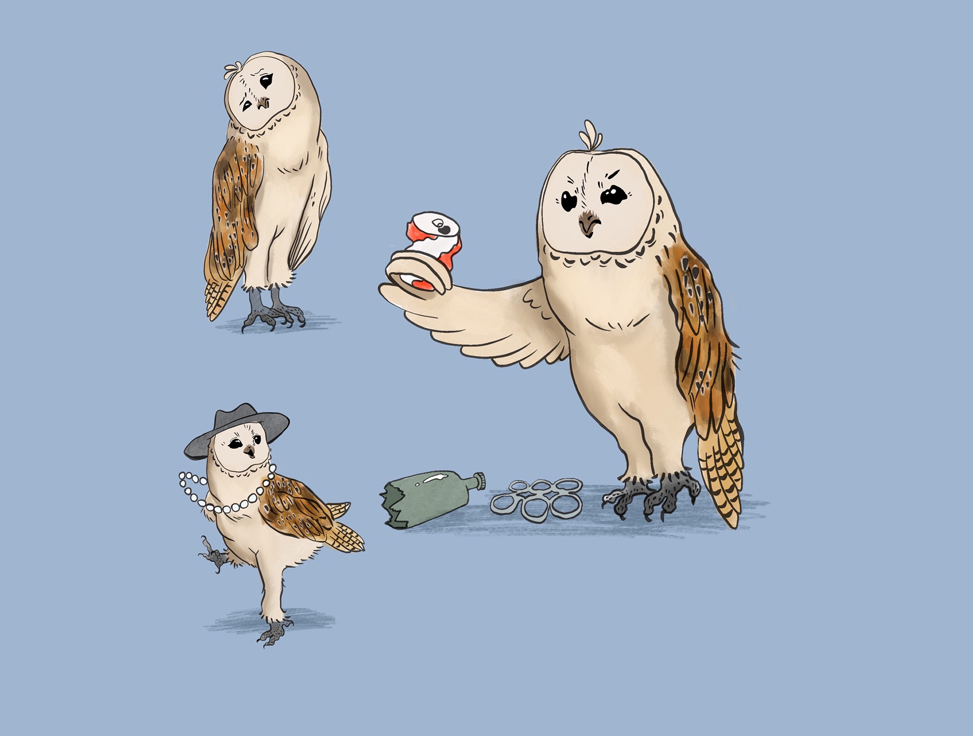 Camille as an owl - Procreate