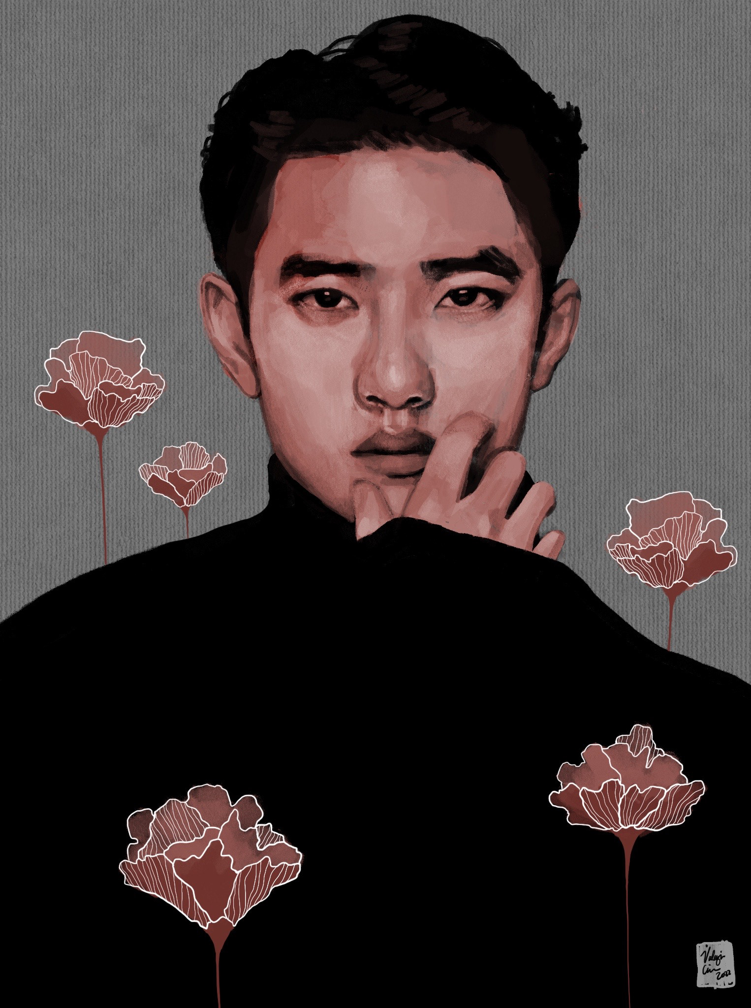 Kyungsoo with Flowers - Procreate