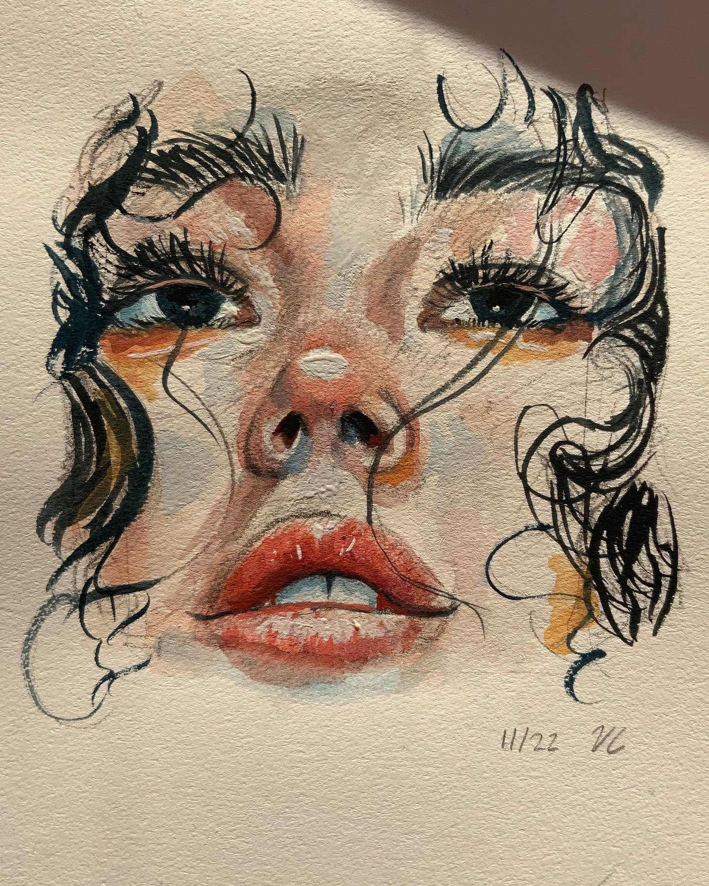 Face - Watercolor, gouache