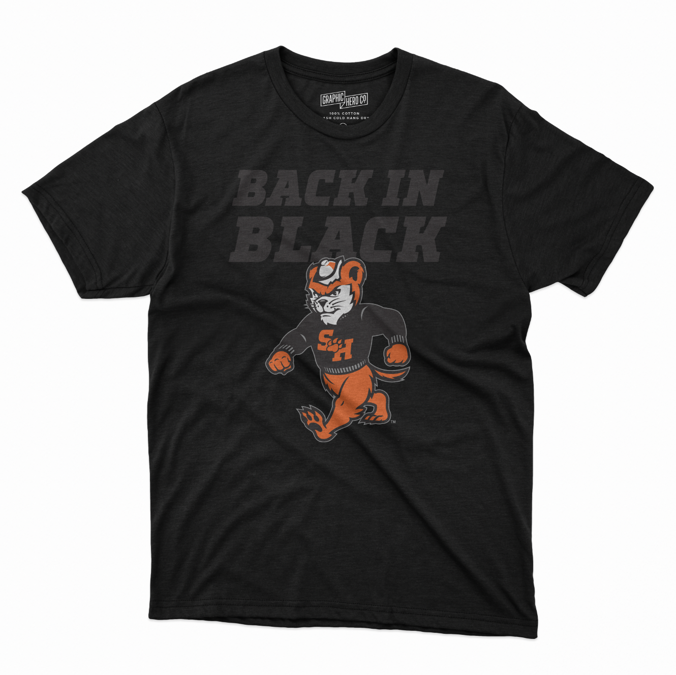 Mockup of Back in Black T-Shirt Design